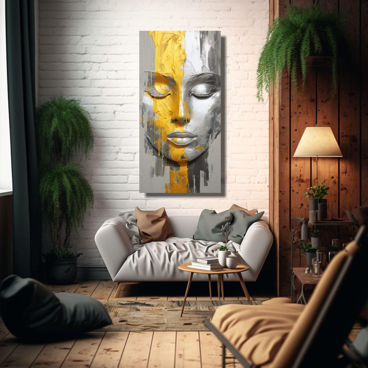 Cuadro Decorativo Estilo Abstracto Con La Cara De 80x160cm-2