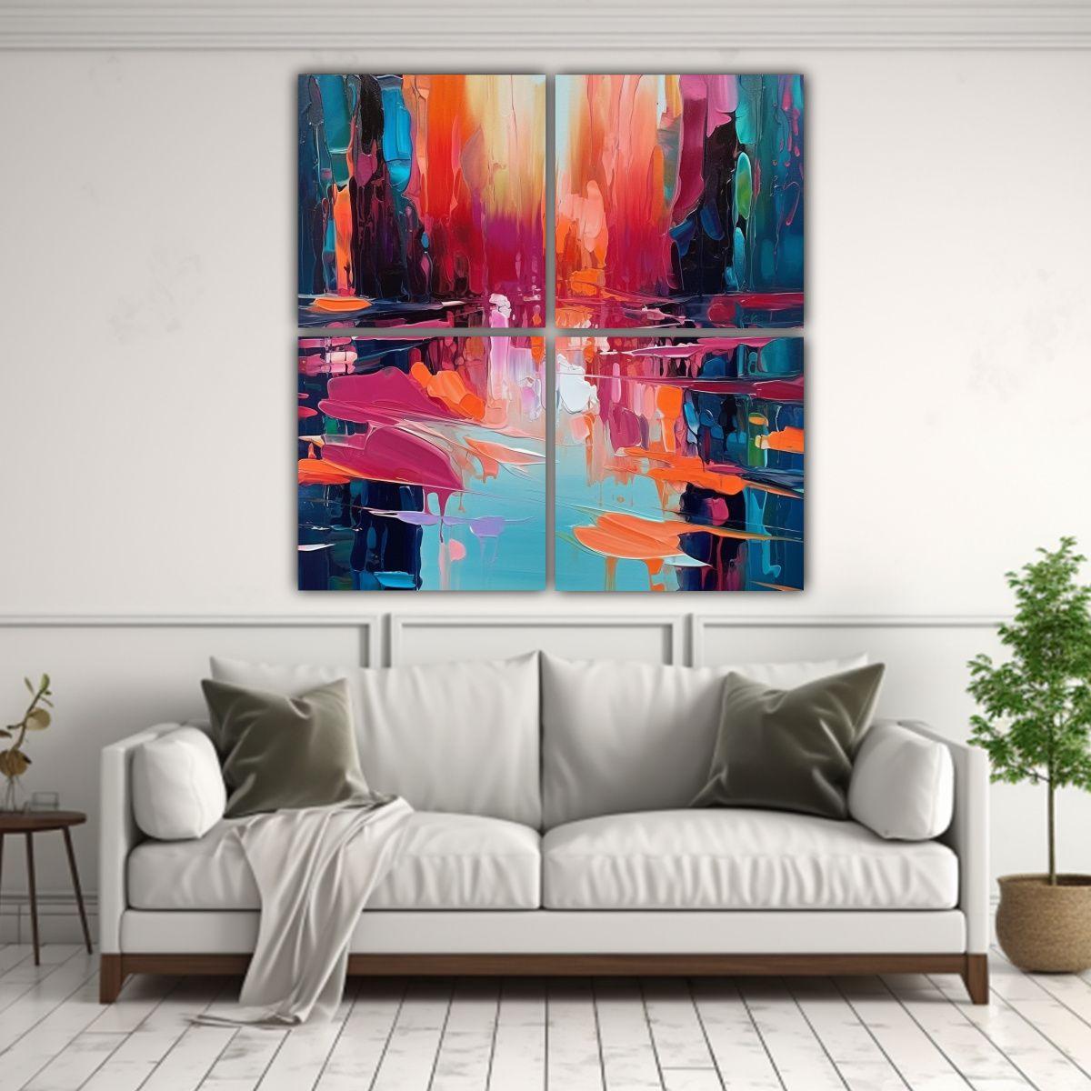 Cuatro Comp. Inspiradoras Reflejos Abstractos 100x100 Cm-2