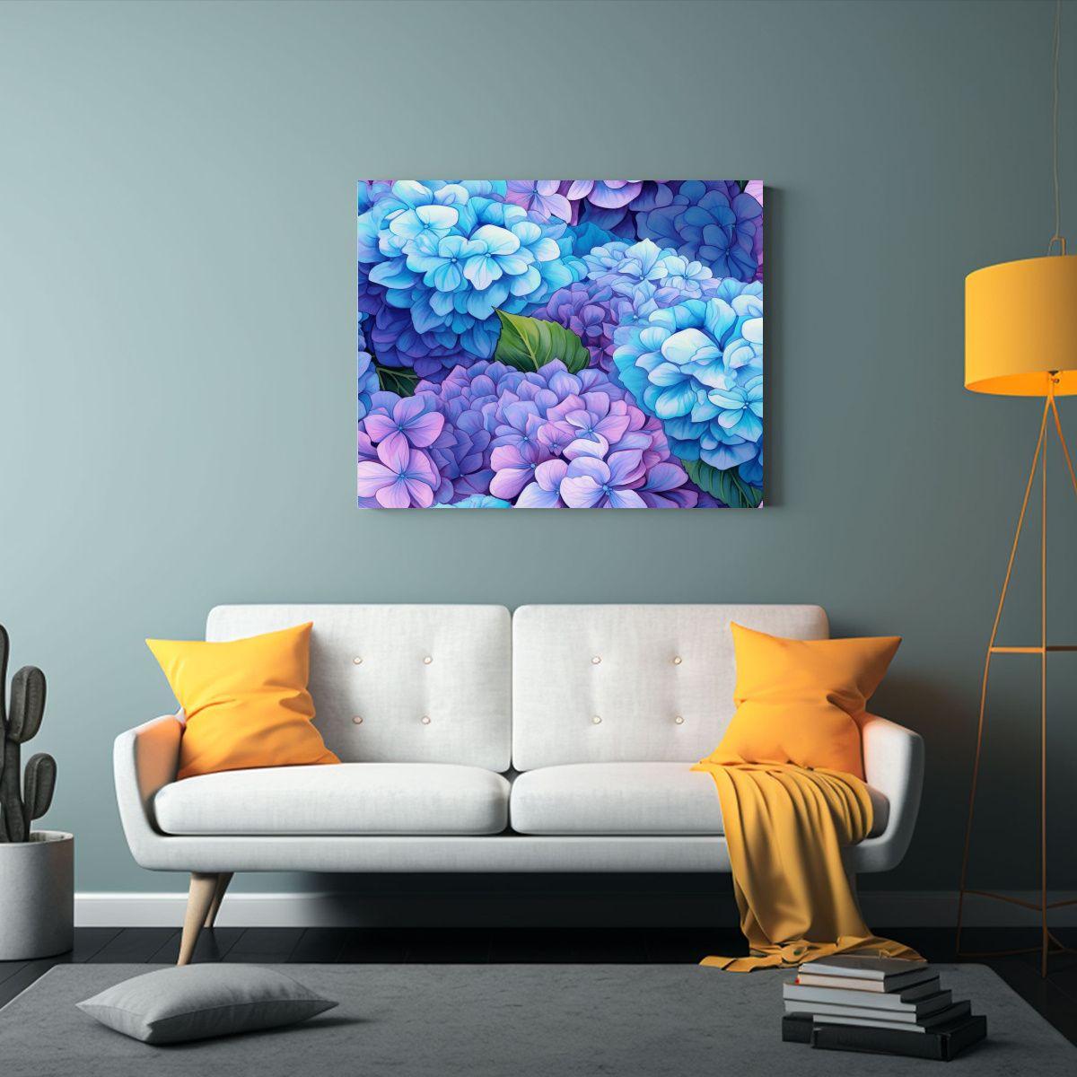 Tela En Bastidor De Flores Psicodélicas Con Fondo Claro De  75x50cm-2