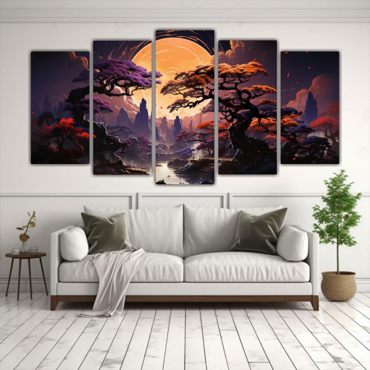 Cuadro Decorativo De árbol Bonsái En Colores 200x100 Cm-2