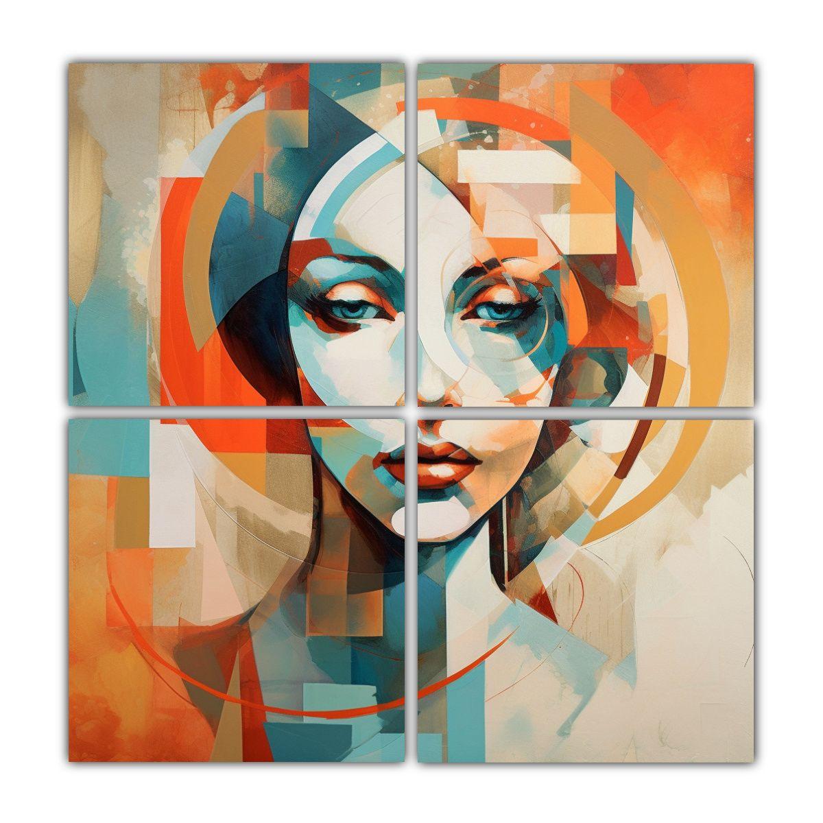 4 Pinturas Abstractas De Mujer De Alta Calidad 40x40 Cm-0