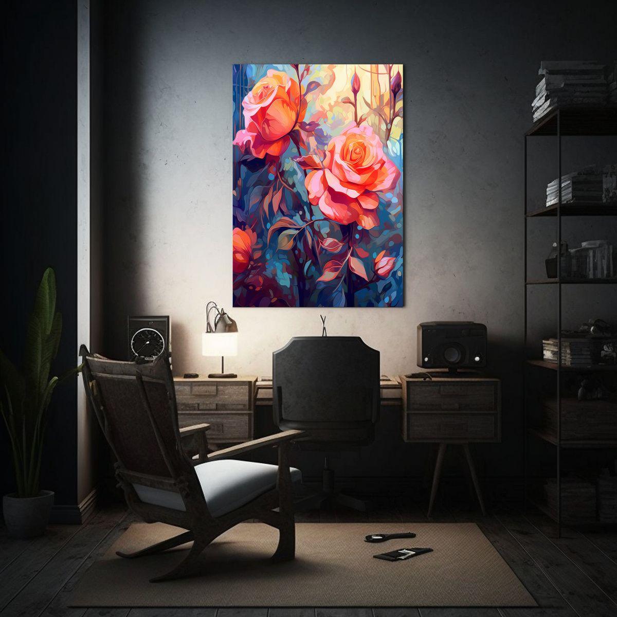 Cuadro De Composición Juvenil Abstracto Floral 50x75cm-2