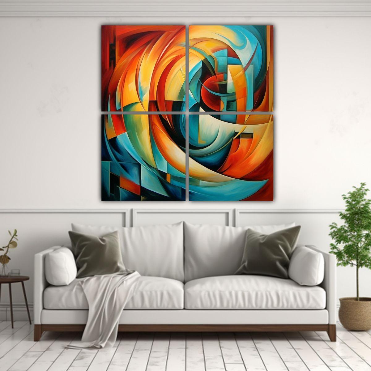 Pintura Abstracta Contemporánea Para Decoración 60x60 Cm-2