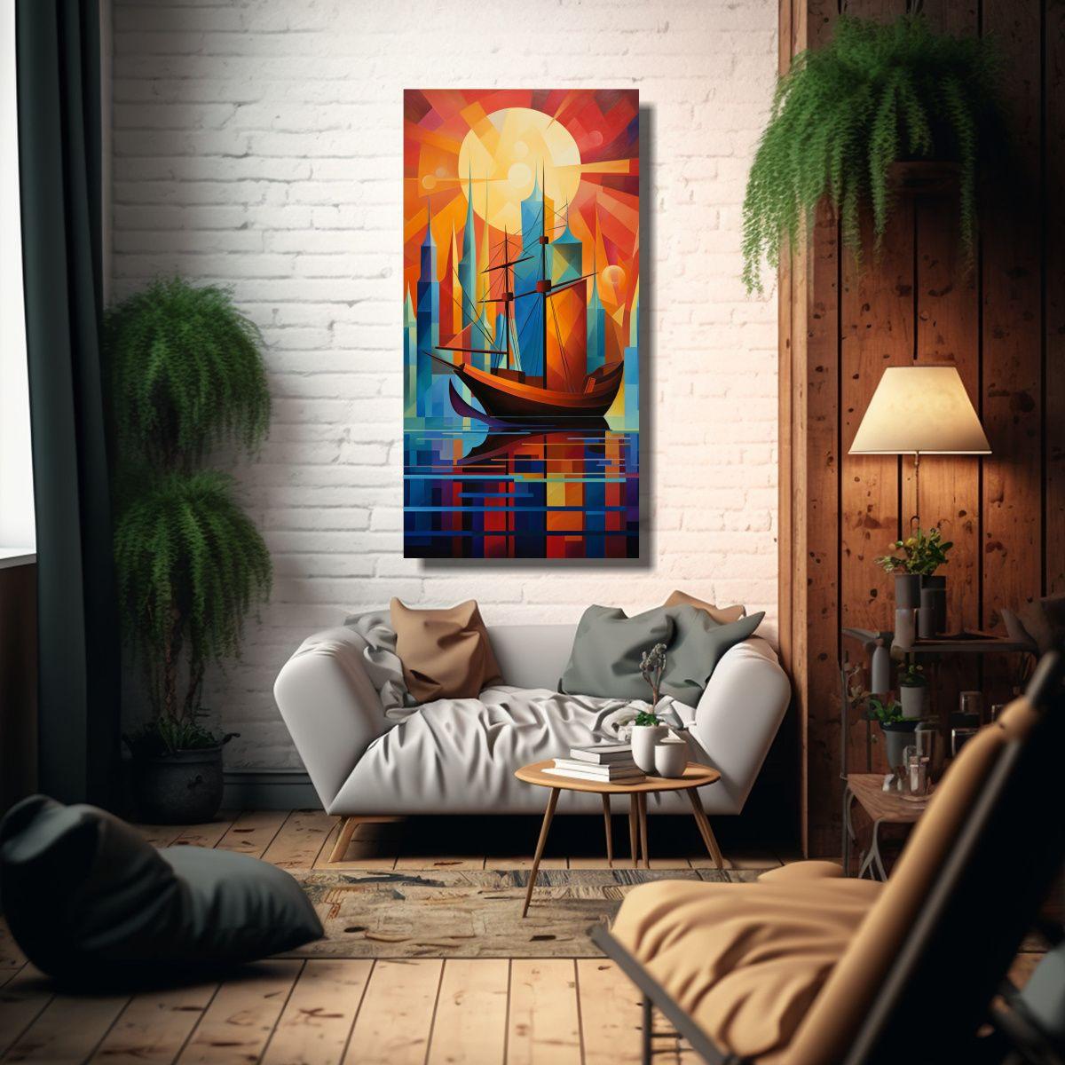 Cuadro Conceptual Temática Barcos Abstractos: Art 50x100cm-2