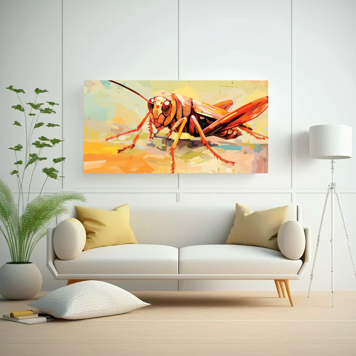 Cuadro Decorativo De Arte Pop: Saltamontes En Tono 60x30cm-2