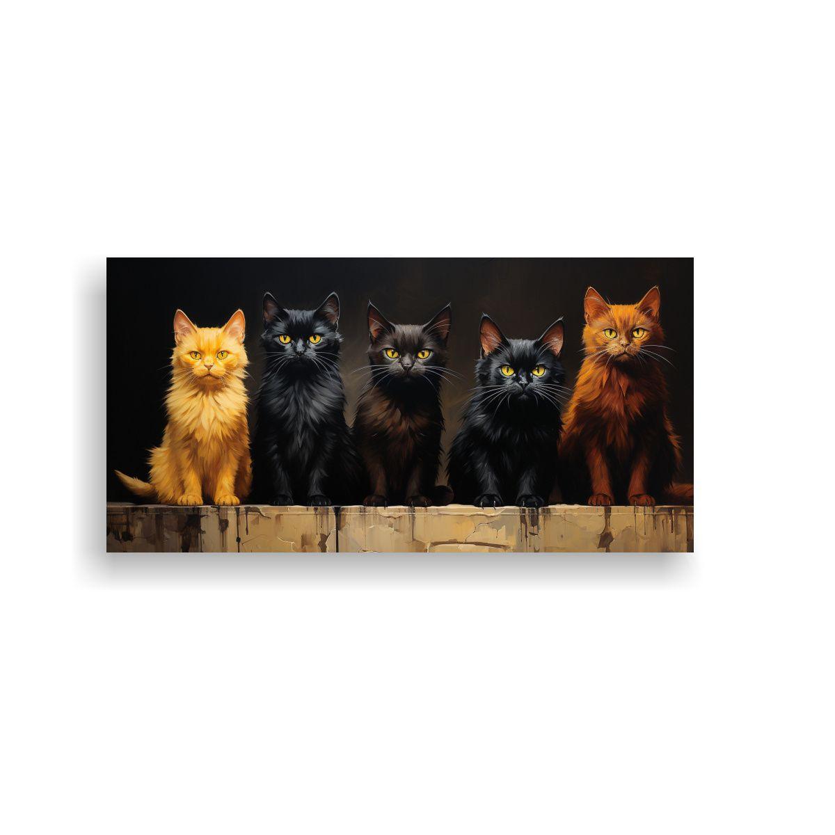 Pintura Abstracta De Gatos Negros En Una Pila 160x80 Cm-0
