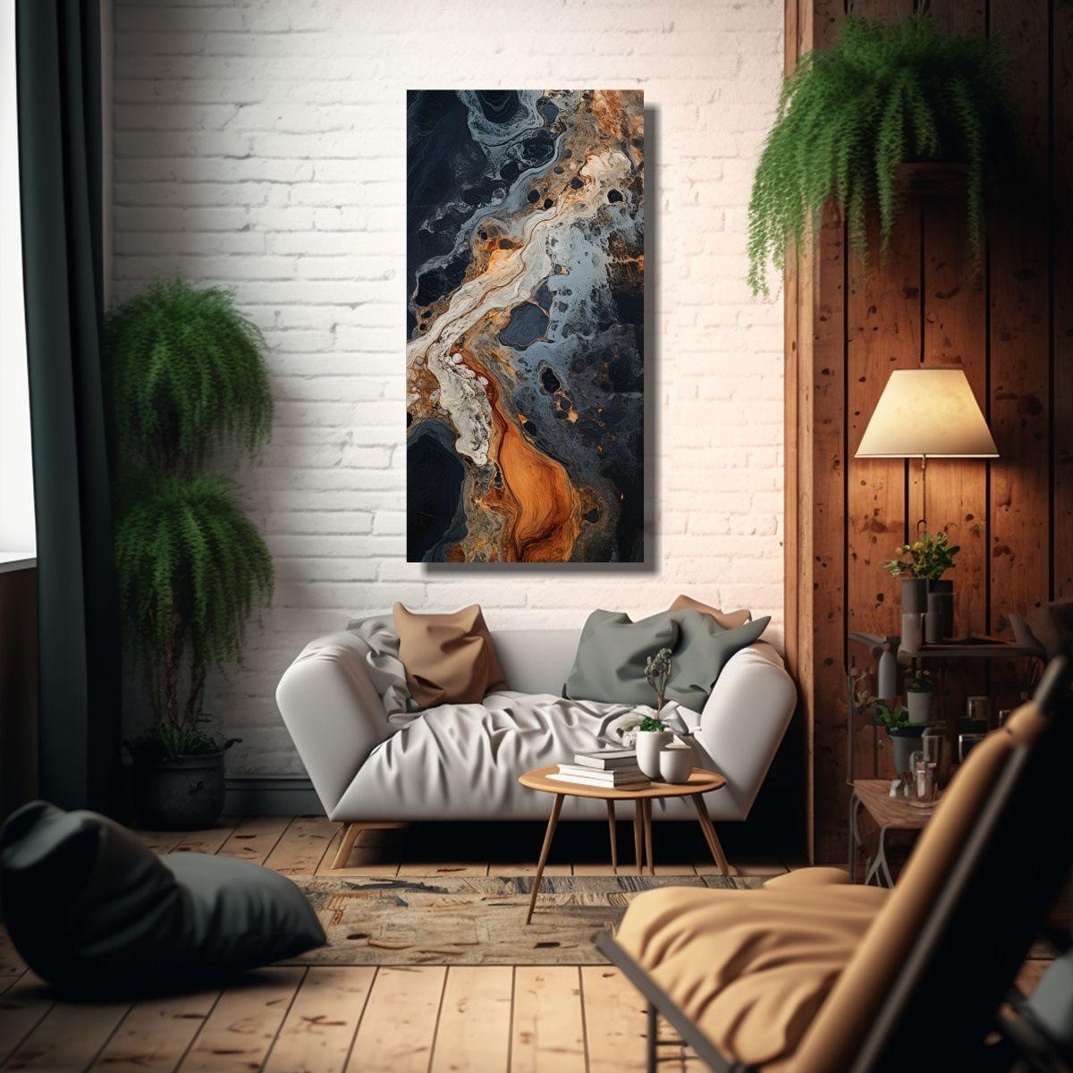 Pintura Abstracta De Mármol En Estilo Fluida 40x80cm-2