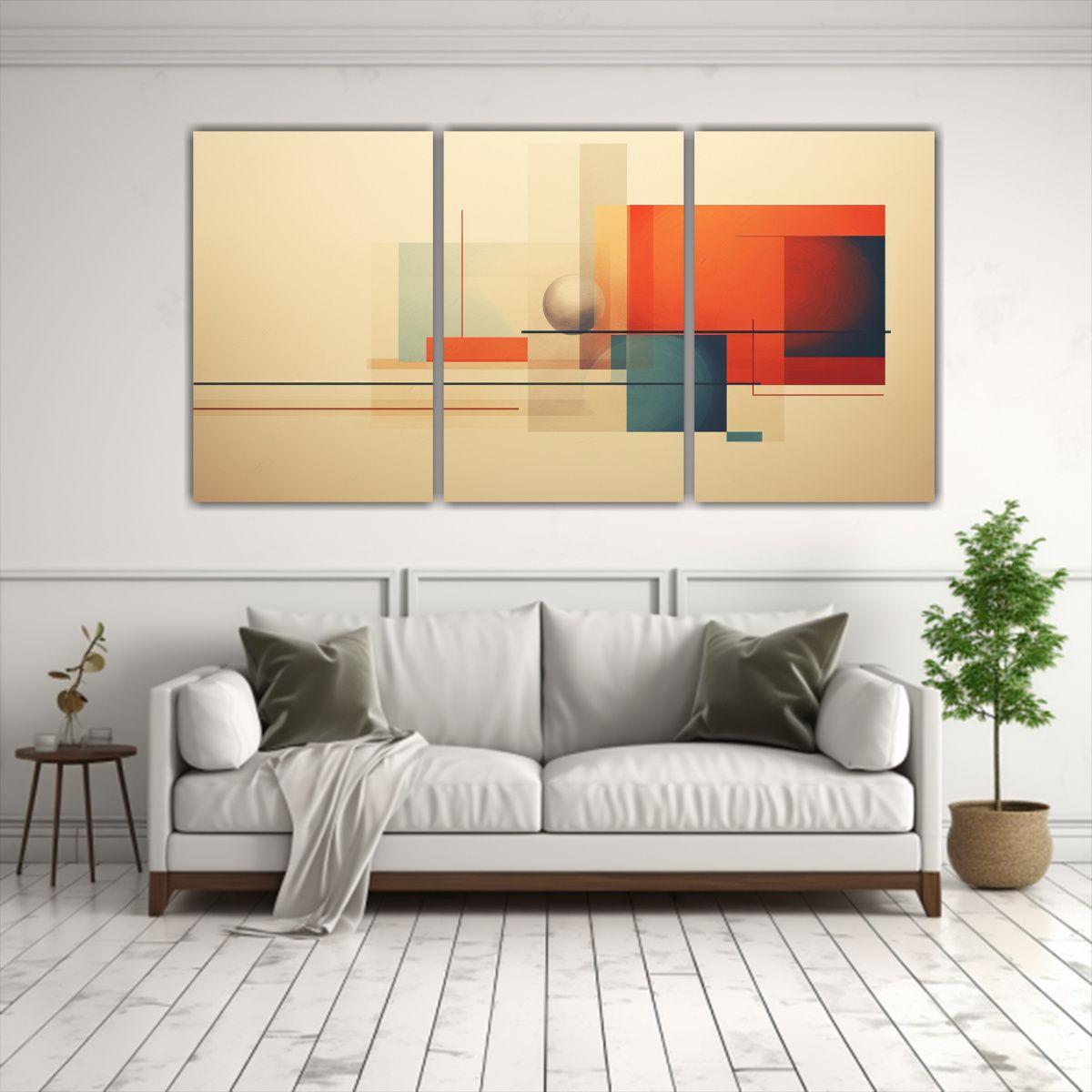 Cuadro Abstracto Vintage De Impacto Visual 150x75 Cm-2