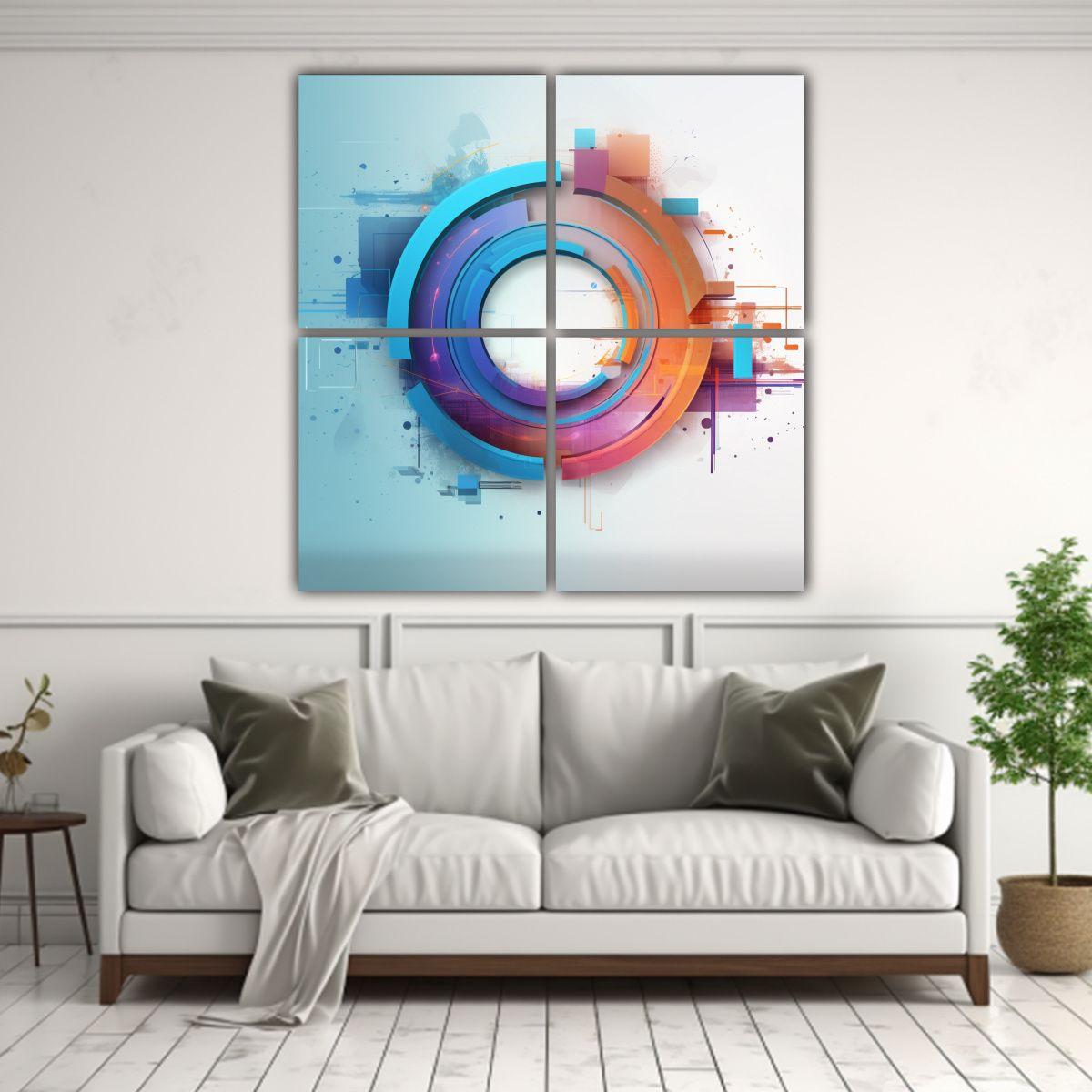 4 Cuadros Impresos De Lona Llamativos 140x140 Cm-2