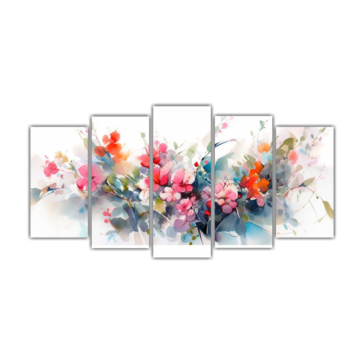 Cuadros Juveniles De Flores Acuarela En Lienzo 250x125 Cm-0
