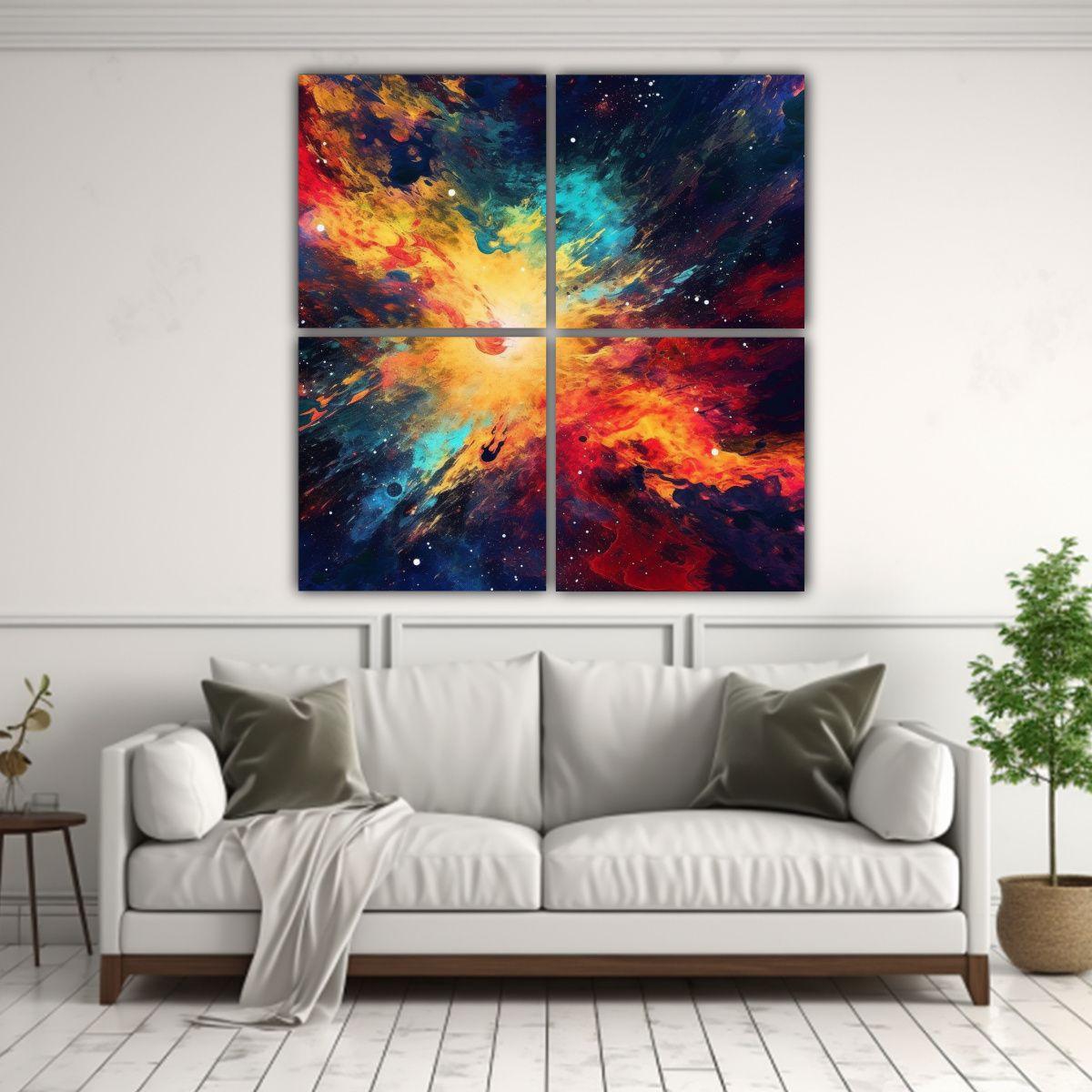 Cuatro Canvas Cuadro Espacio Exterior Arte 160x160 Cm-2