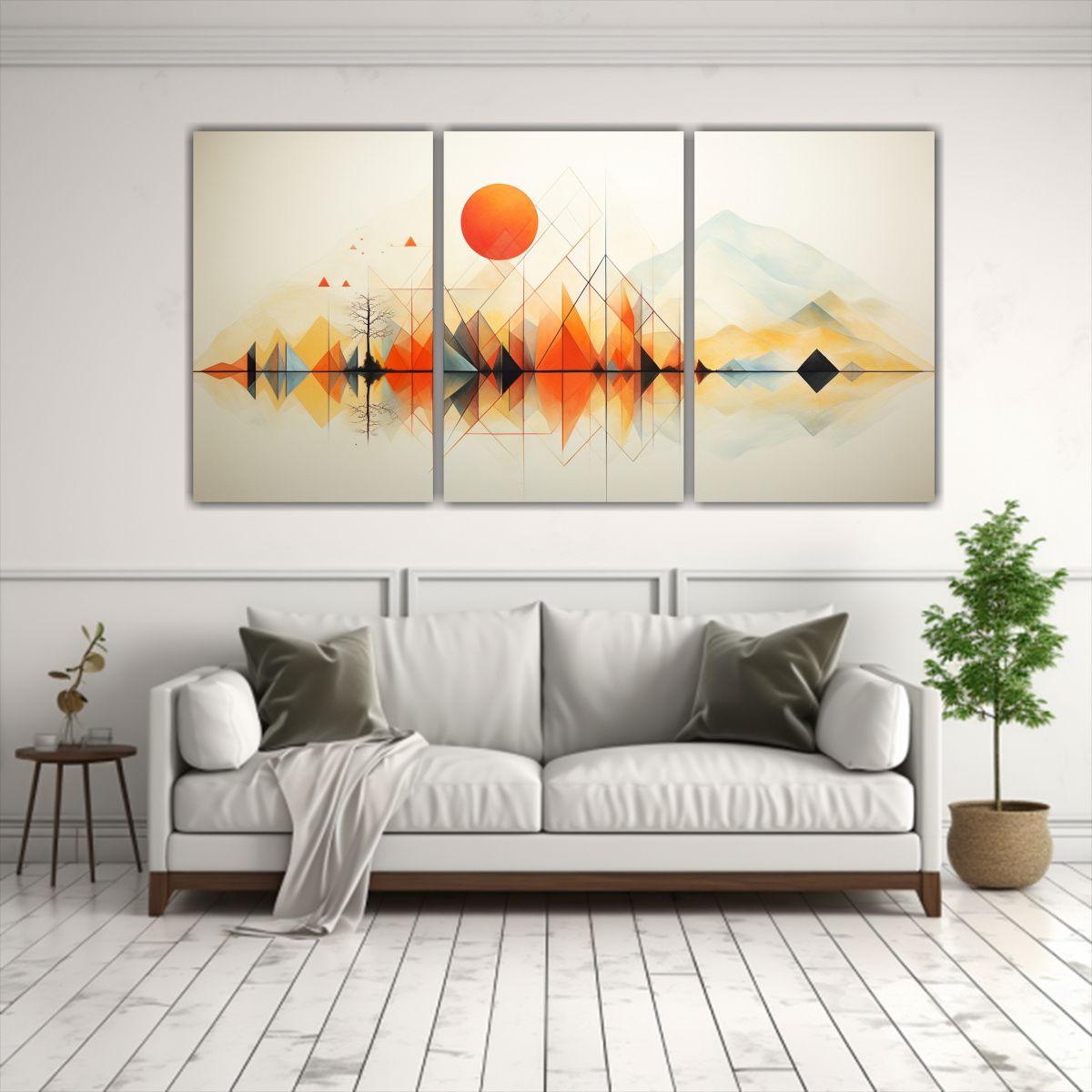 Cuadros Abstractos Geométricos En Paisaje 90x45 Cm-2