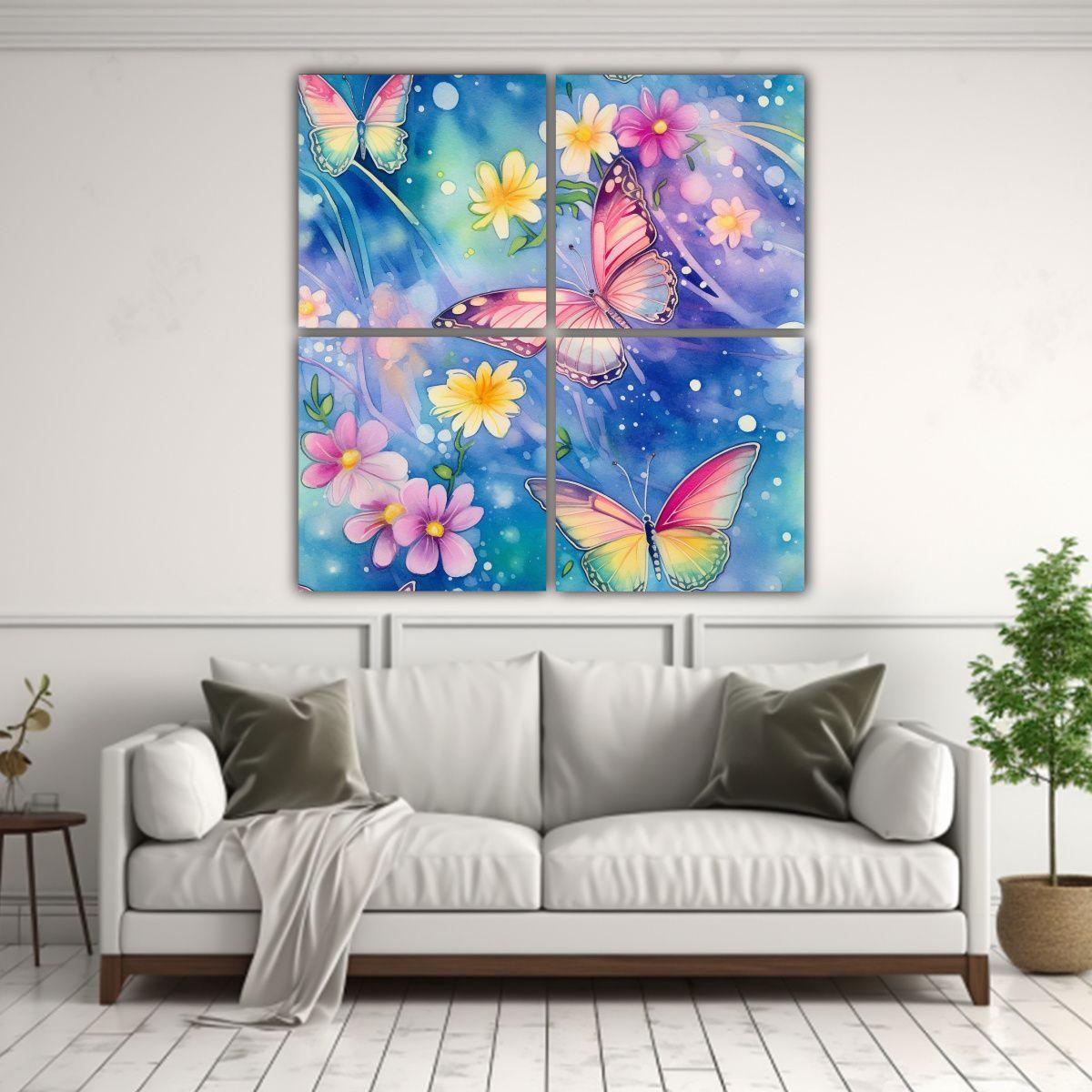 Cuadros Detalle Mariposas Y Rocío Brillante, 200x200 Cm-2