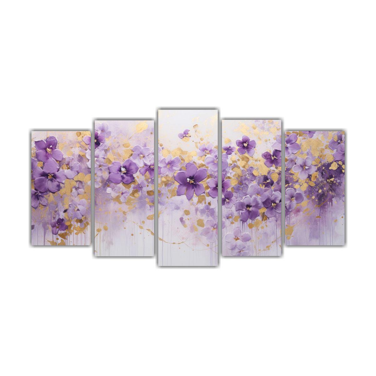 Conjunto De 5 Cuadros Abstractos De Forma Para 100x50 Cm-0