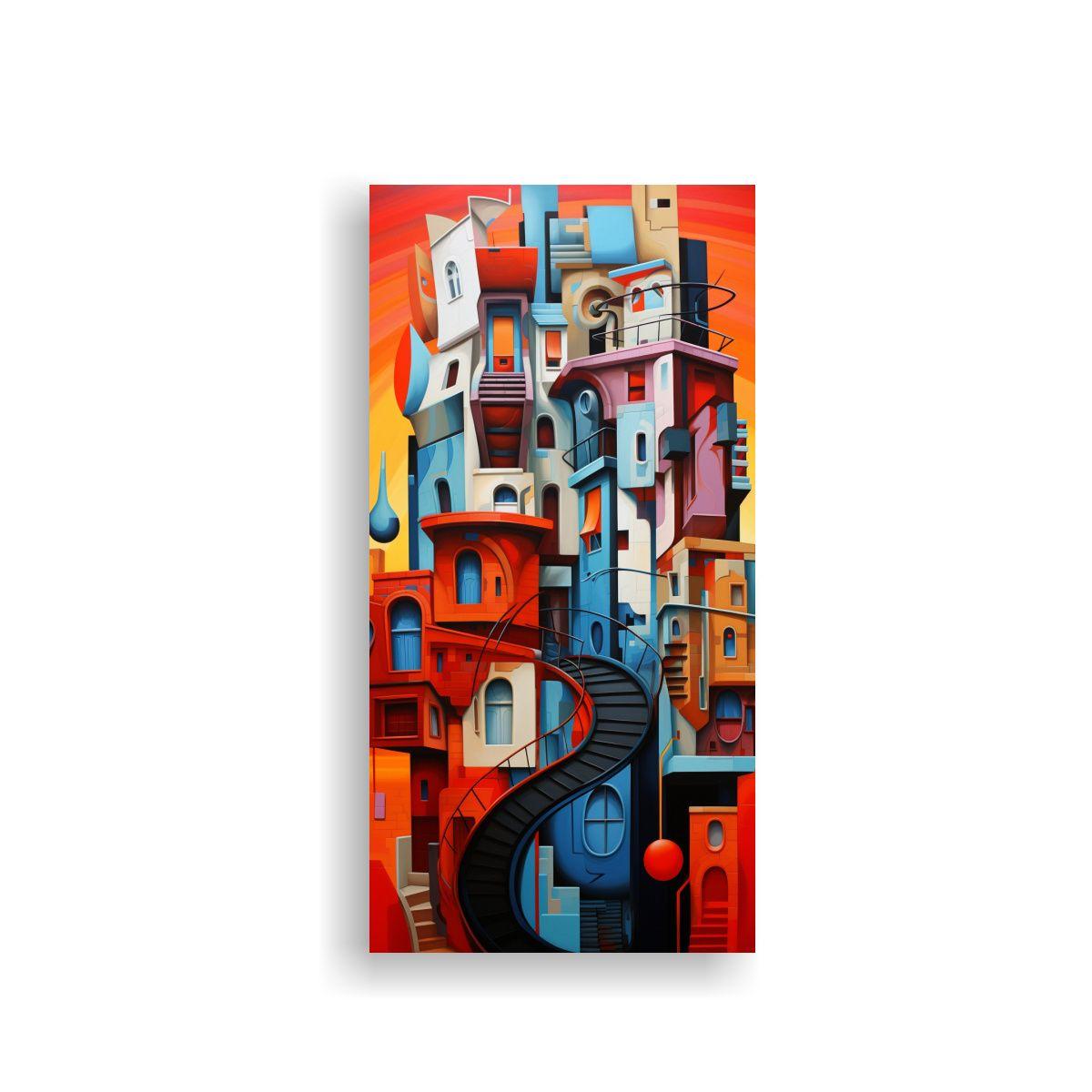 Pintura Artística De Tela Fusionando Abstracto 50x100cm-0