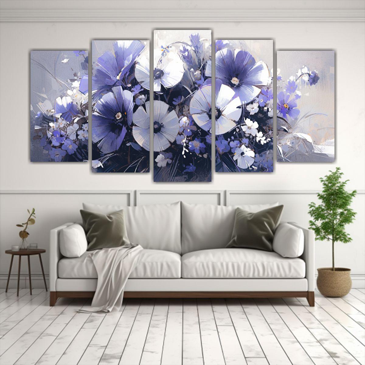 Pintura En Lienzo Vintage Con Flores Púrpuras Y 150x75 Cm-2