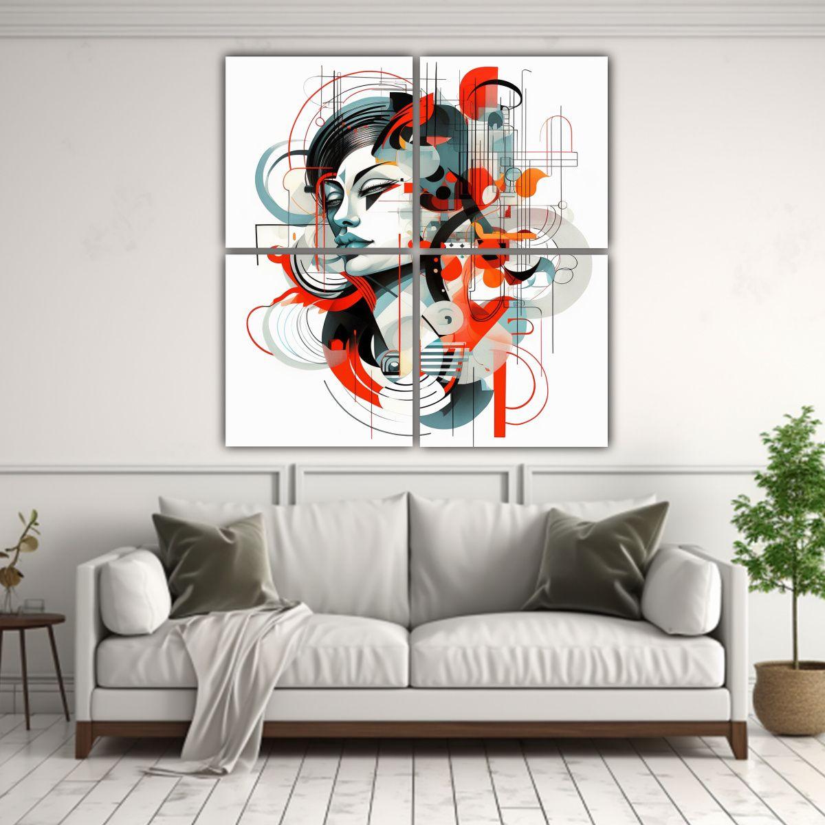 Cuadriptico Abstracto Agente Doble Alta Calidad 180x180 Cm-2