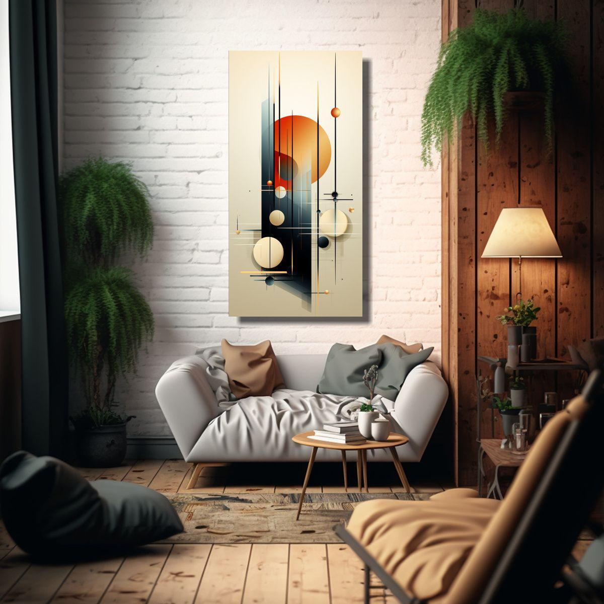 Cuadro Geométrico Moderno En Lienzo, Colorido Y 60x120 Cm-2