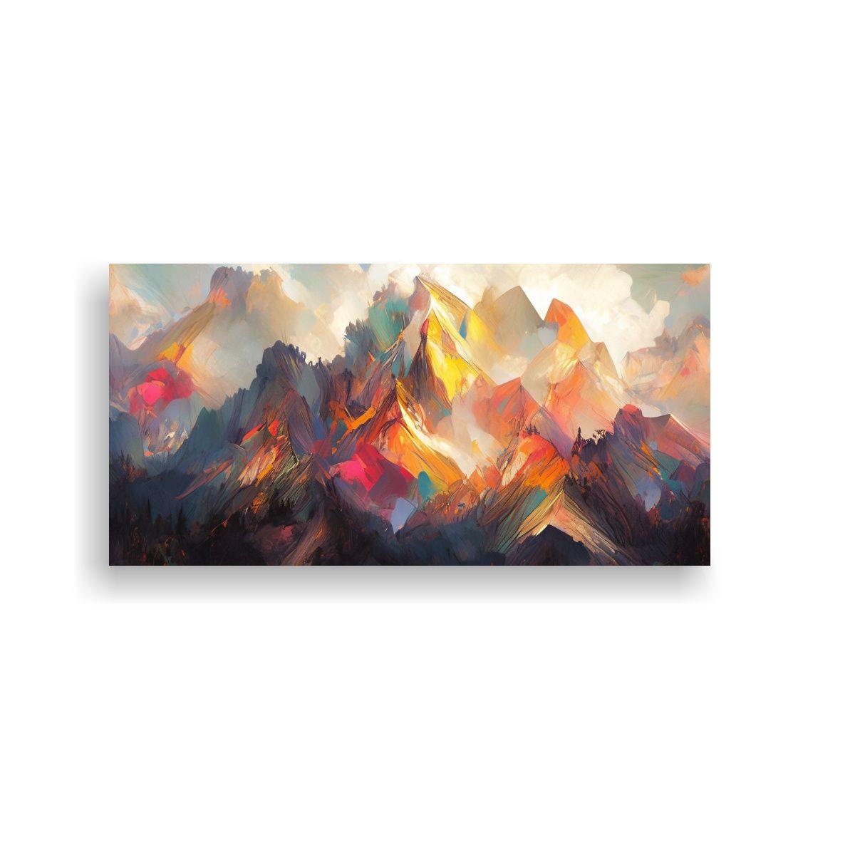 Pintura Cuadro Montañas Famosas Con Arcoíris Y A 40x20cm-0