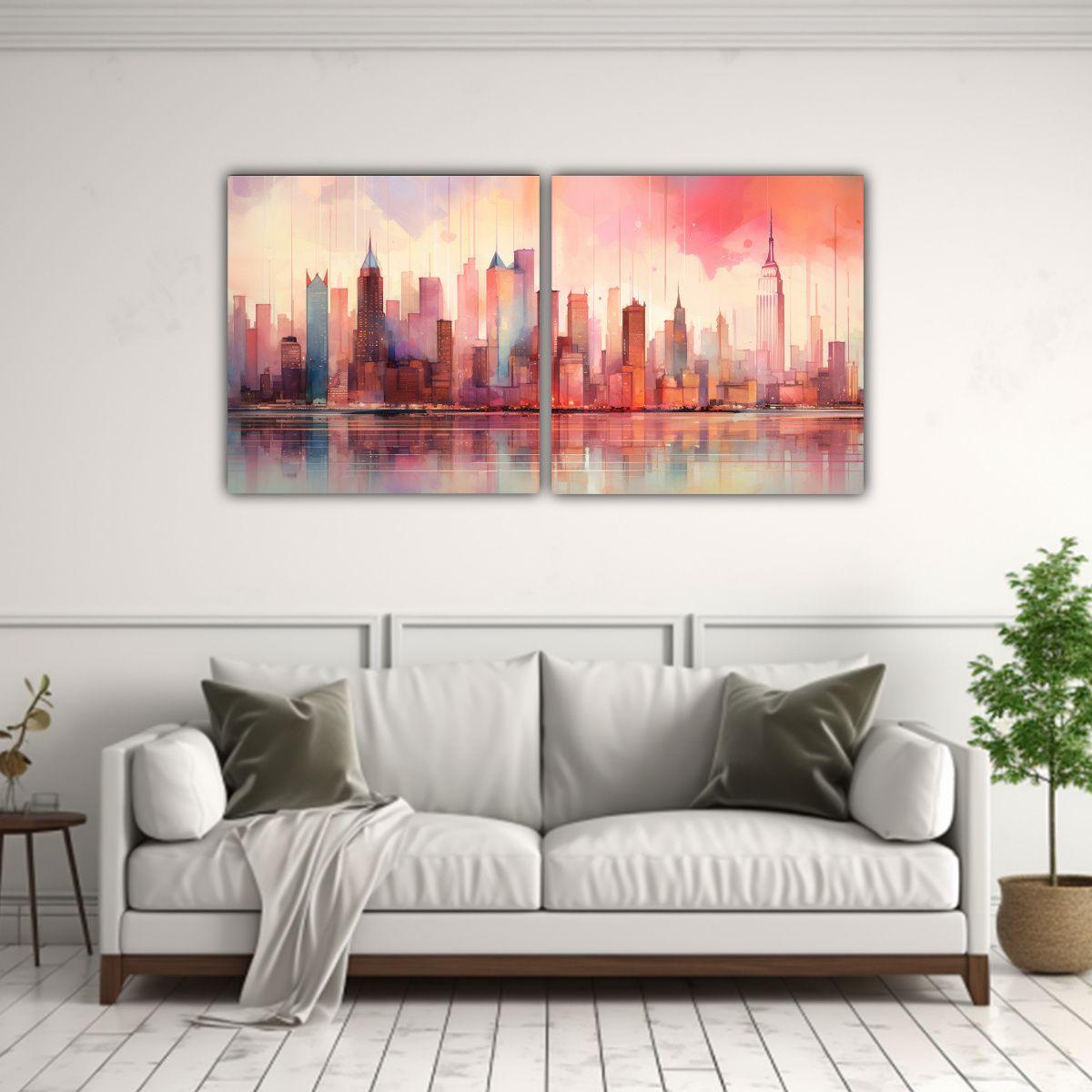 Pintura Mural Manhattan Cityscape Colores 100x50 Cm-2