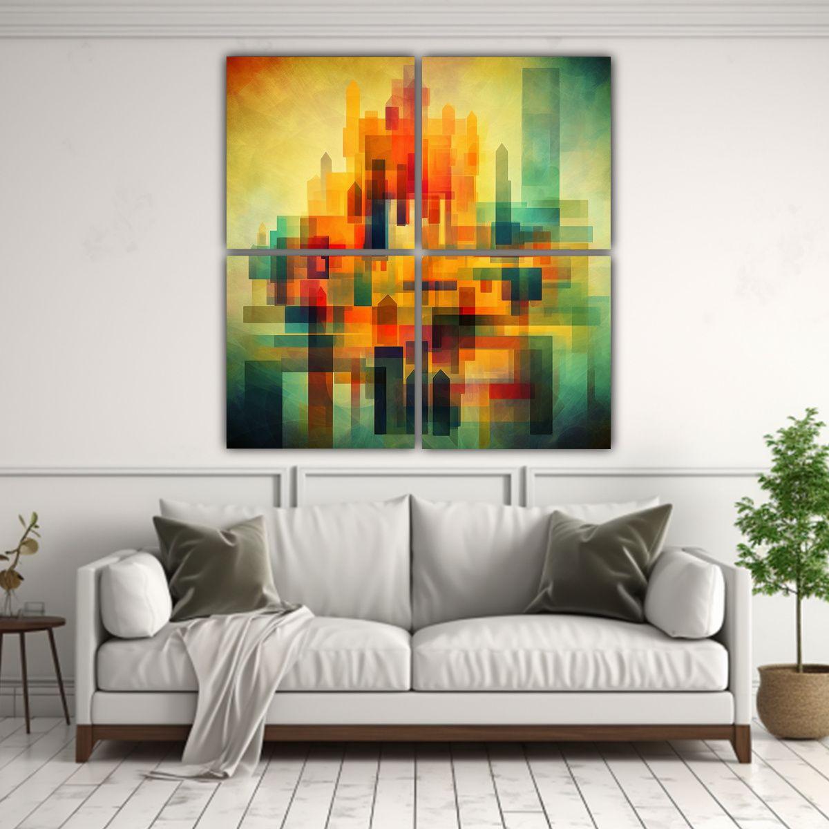 Pinturas Decorativas Abstractas 2D Con Líneas 160x160 Cm-2