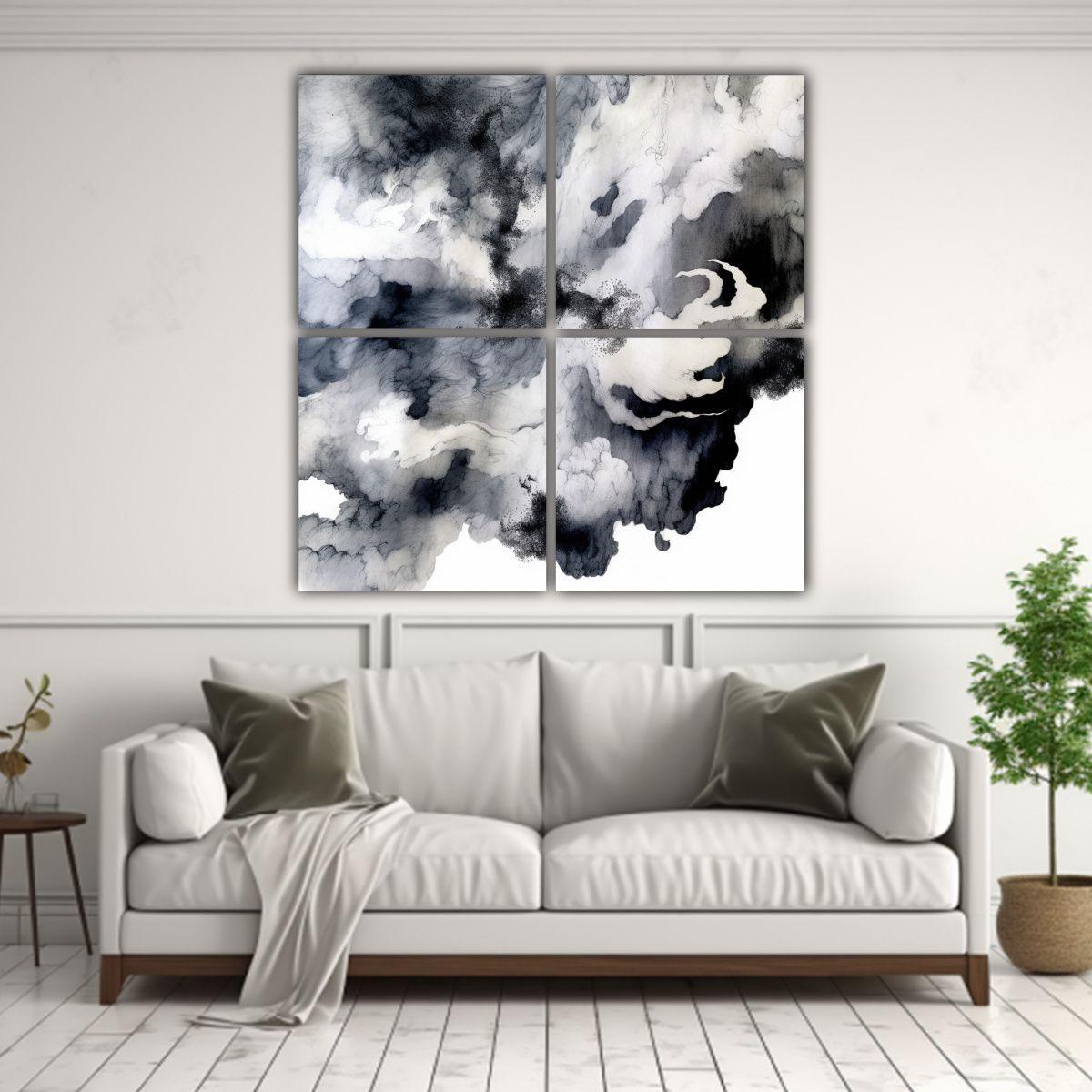 Pinturas Decorativas Con Patrón De Tinta China 120x120 Cm-2