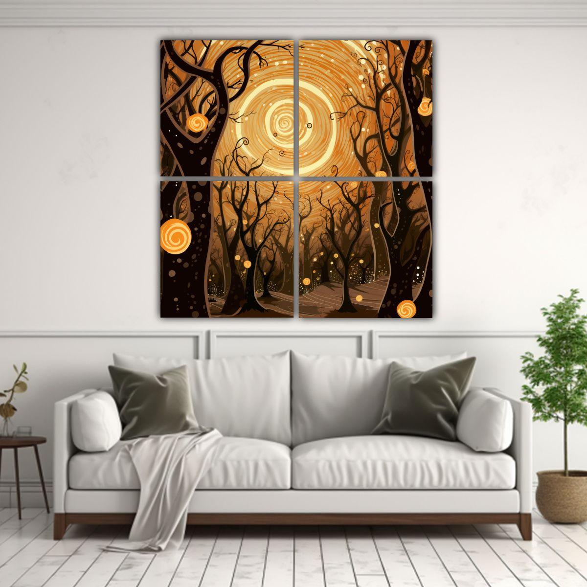 4 Composiciones Místicas Y Encantadoras De Fondo 80x80 Cm-2