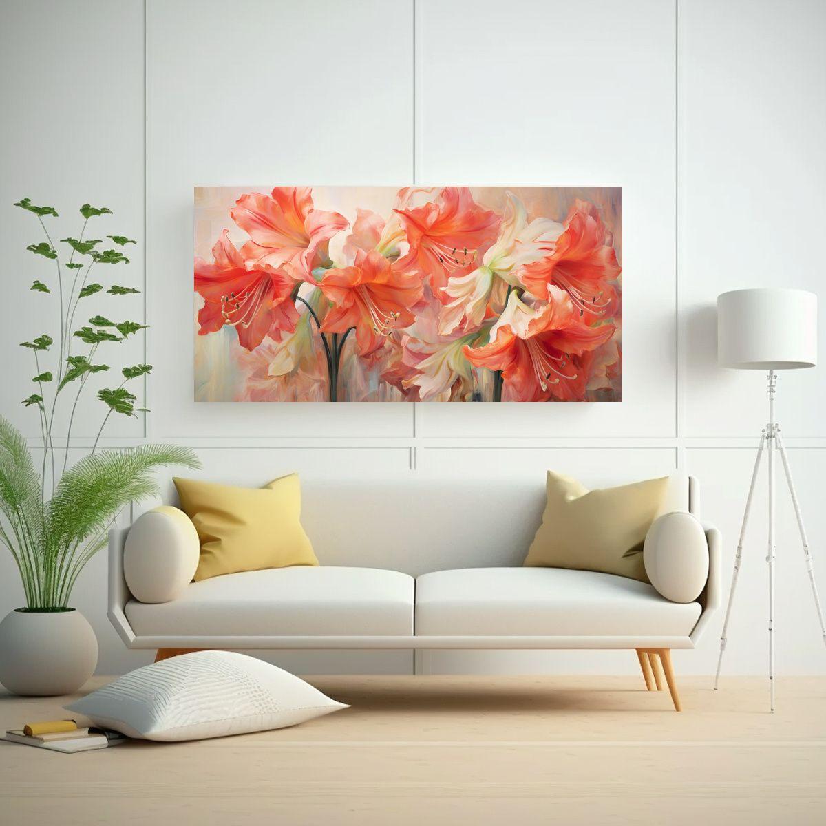 Pintura Abstracta De Amaryllis, Detalle En Estilo 140x70cm-2