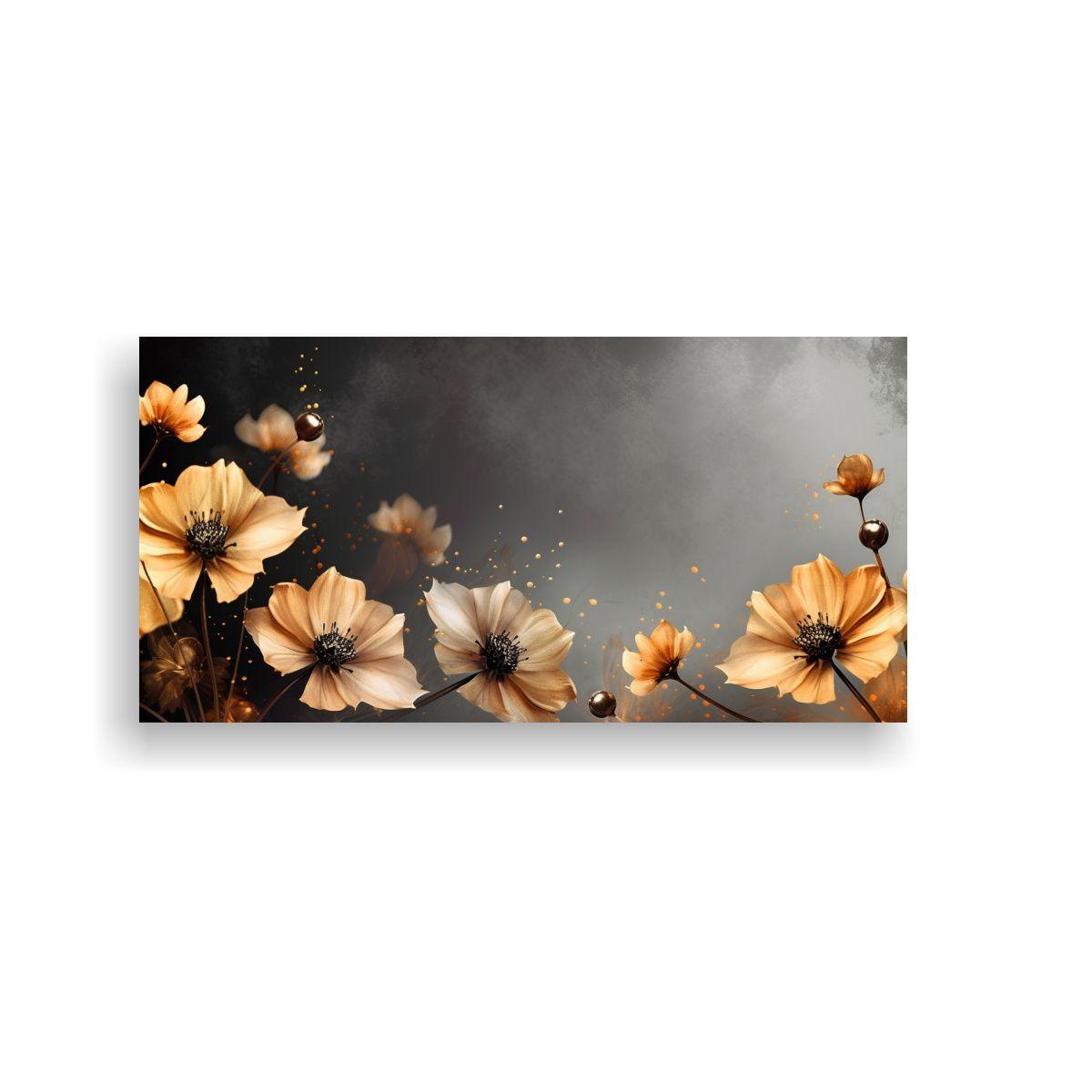 Pinturas Abstractas De Lujo En Negro Y Dorado 60x30cm-0