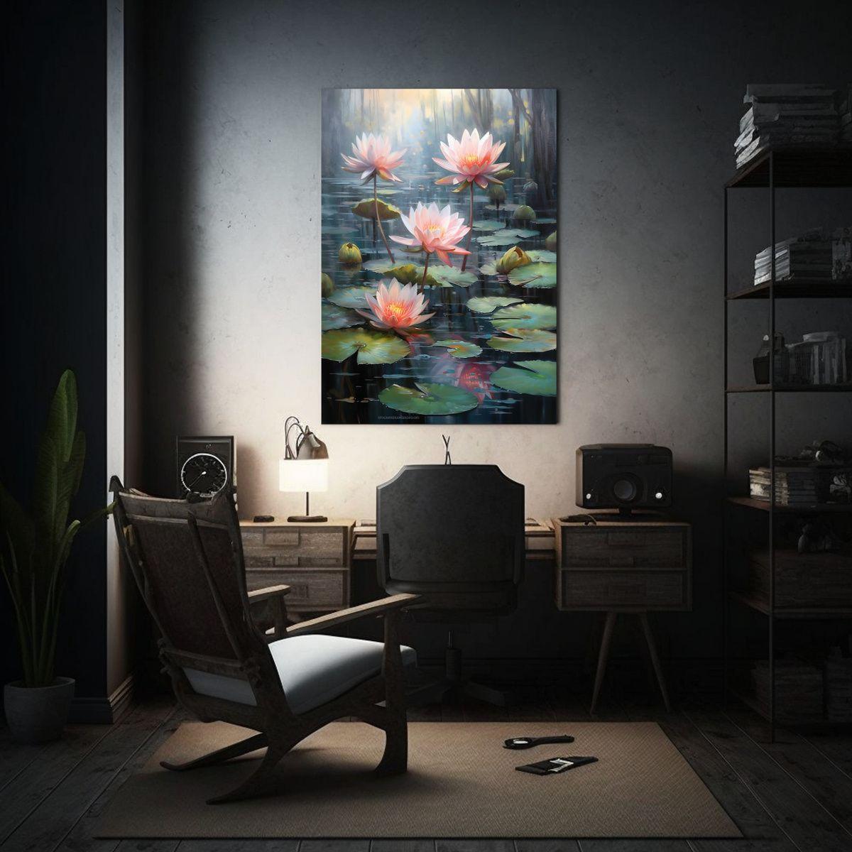 Lienzo Movimiento Minimalista De Lirios De Agua 80x120 Cm-2