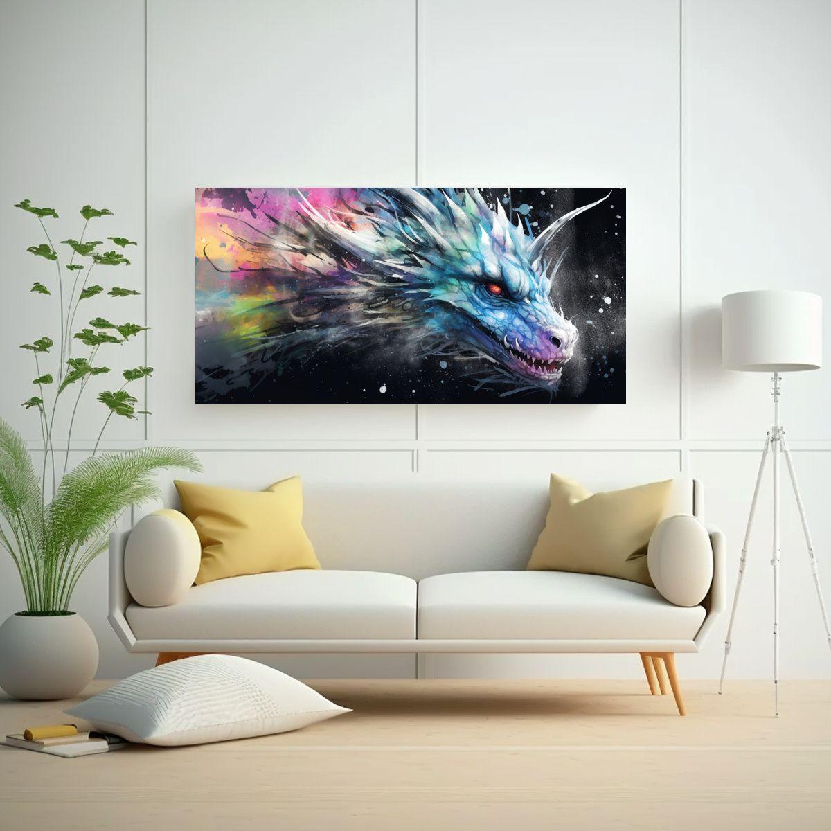 Pintura De Dragón En Colores Pastel Y Acuarelas 120x60cm-2