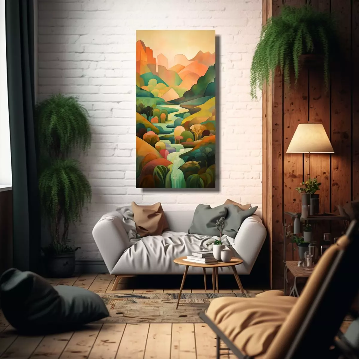 Paisaje Abstracto Estilo Hudson Riv Con 60x120 Cm-2