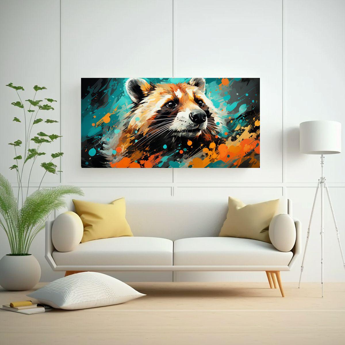 Pintura Decorativa De Arte Pop Neo Con Tejón 120x60 Cm-2