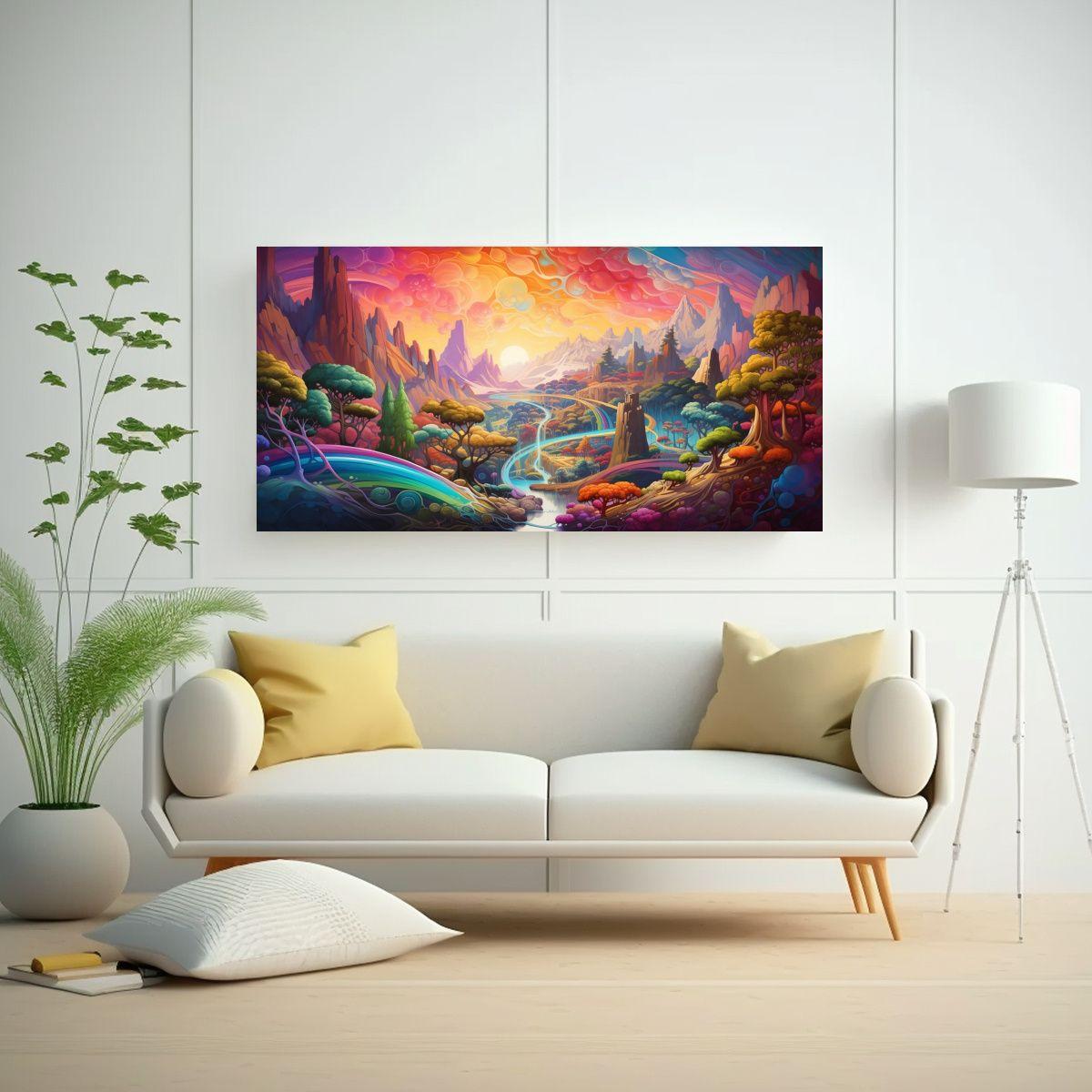 Cuadro Abstracto Paisaje Urbano Moderno Con Colore 60x30cm-2