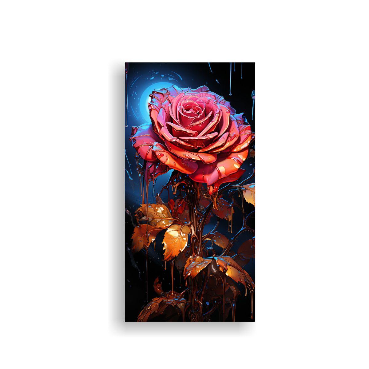 Cuadro Inspirador De Una Rosa Con Gotas Goteando 50x100cm-0