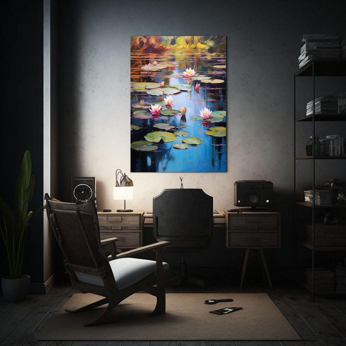 Cuadro De Decoración Inspirador: Lirios De Agua 60x90cm-2