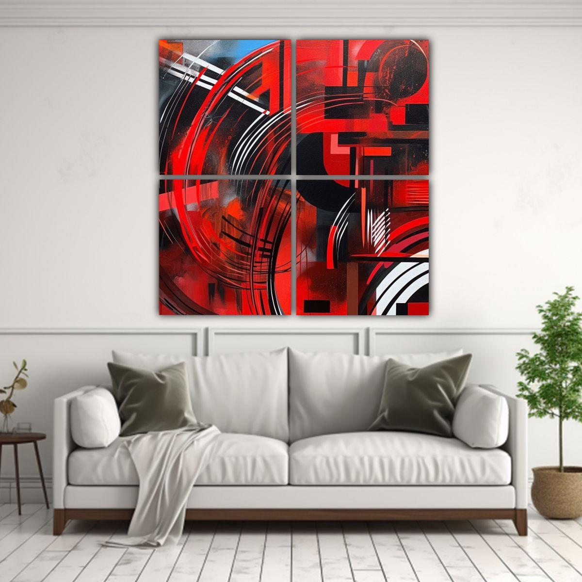 Cuatro Artes De Pared Abstracción Exuberantes 60x60 Cm-2