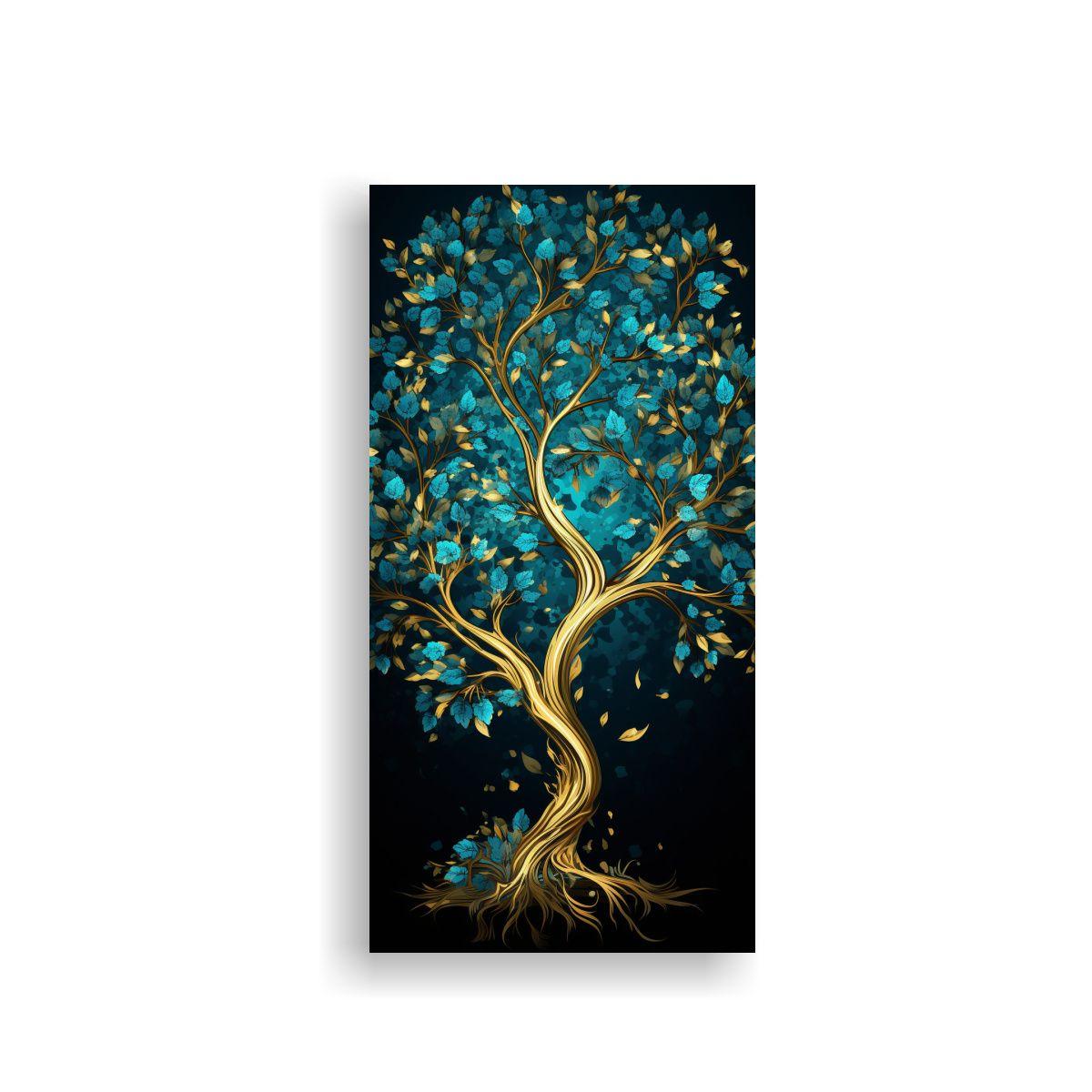 Pintura Decorativa Acuarela árbol Turquesa Y 60x120cm-0