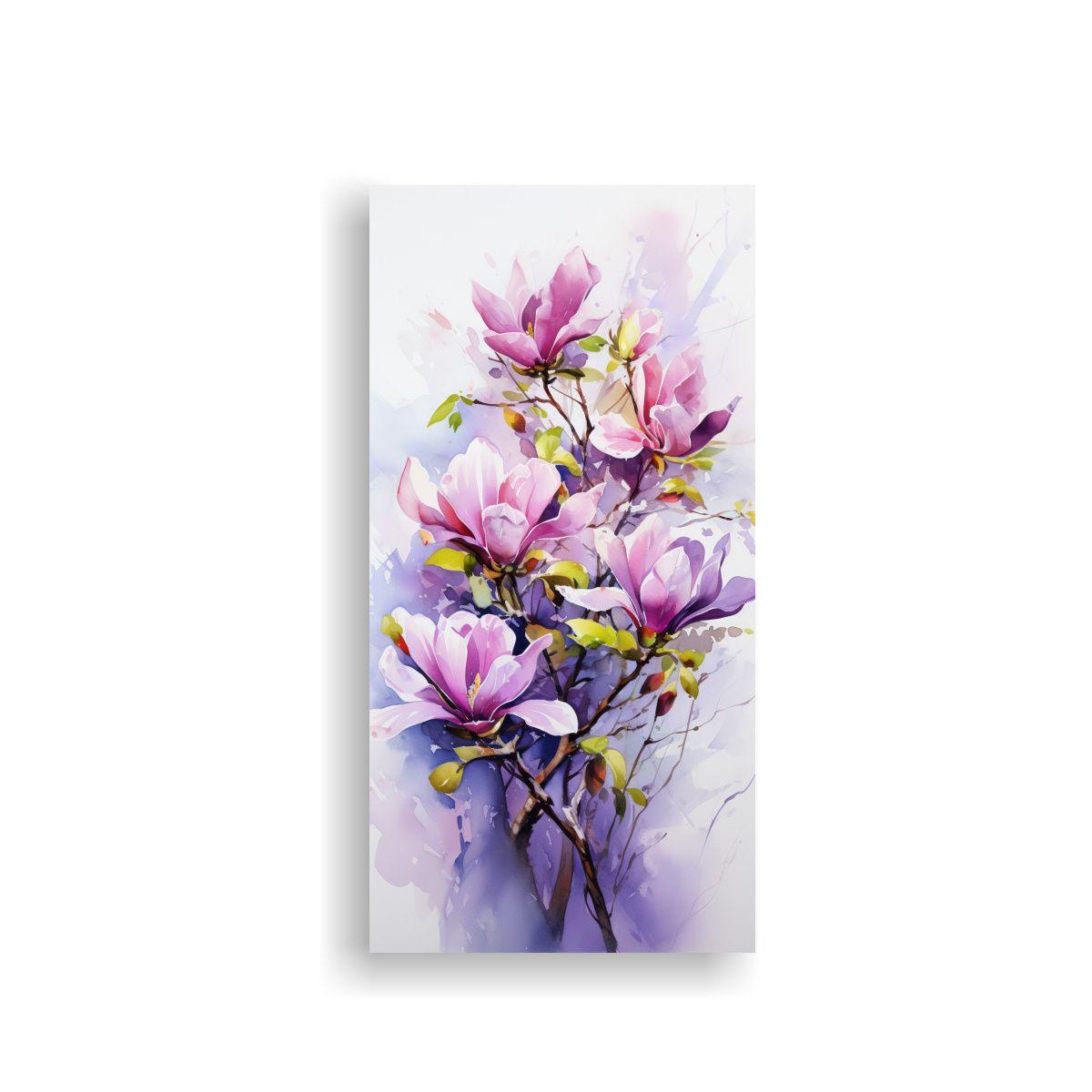 Cuadro Fotografía Magnolias Verdes Y Moradas 20x40 Cm-0