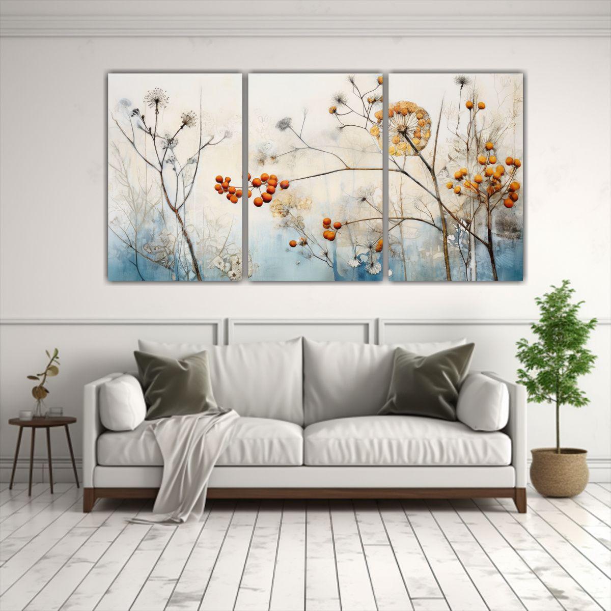 Tres Composiciones Tonos Adorno Pintura MIXTA 120x60 Cm-2