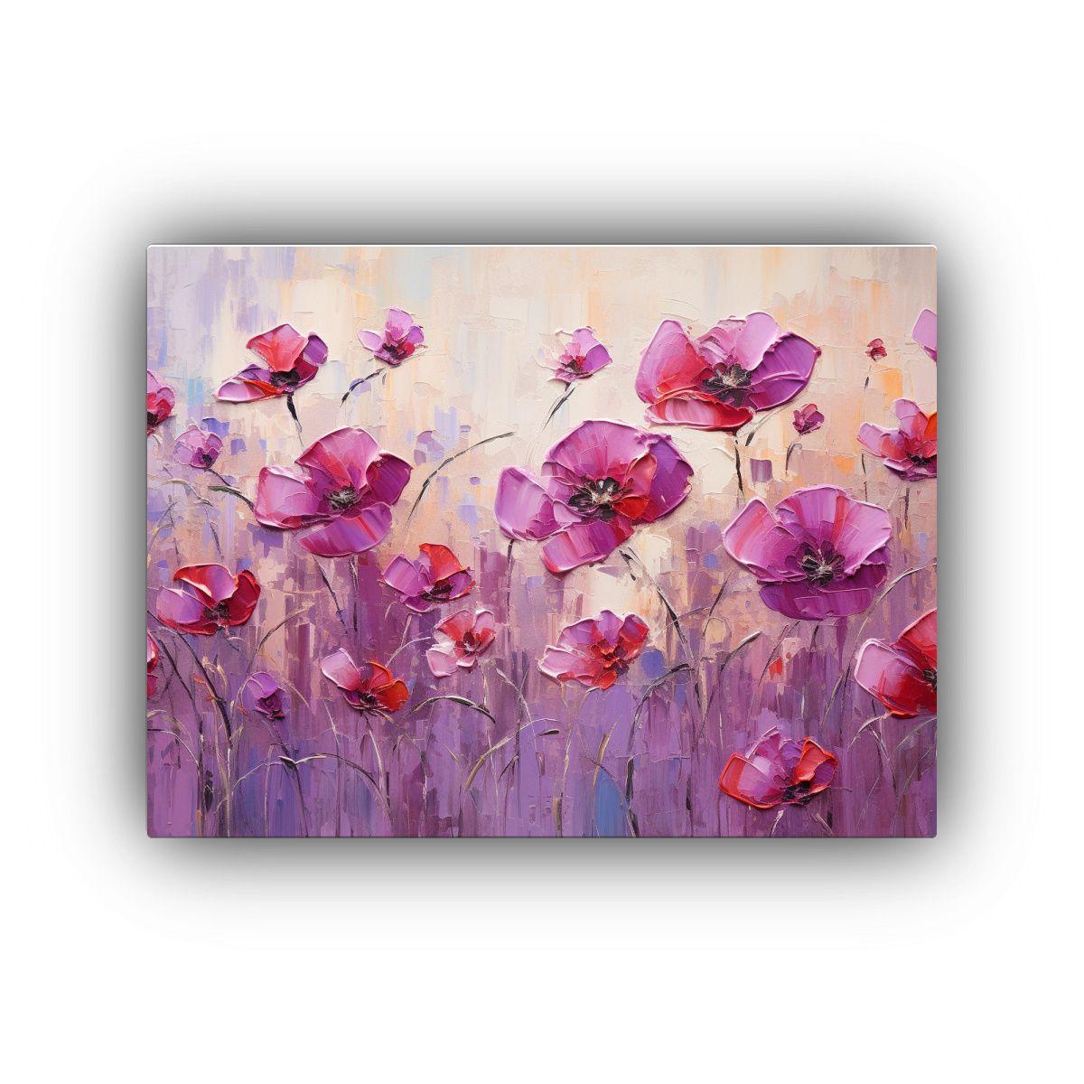 Pintura De Flores En Lienzo Con Combinación 45x30cm-0