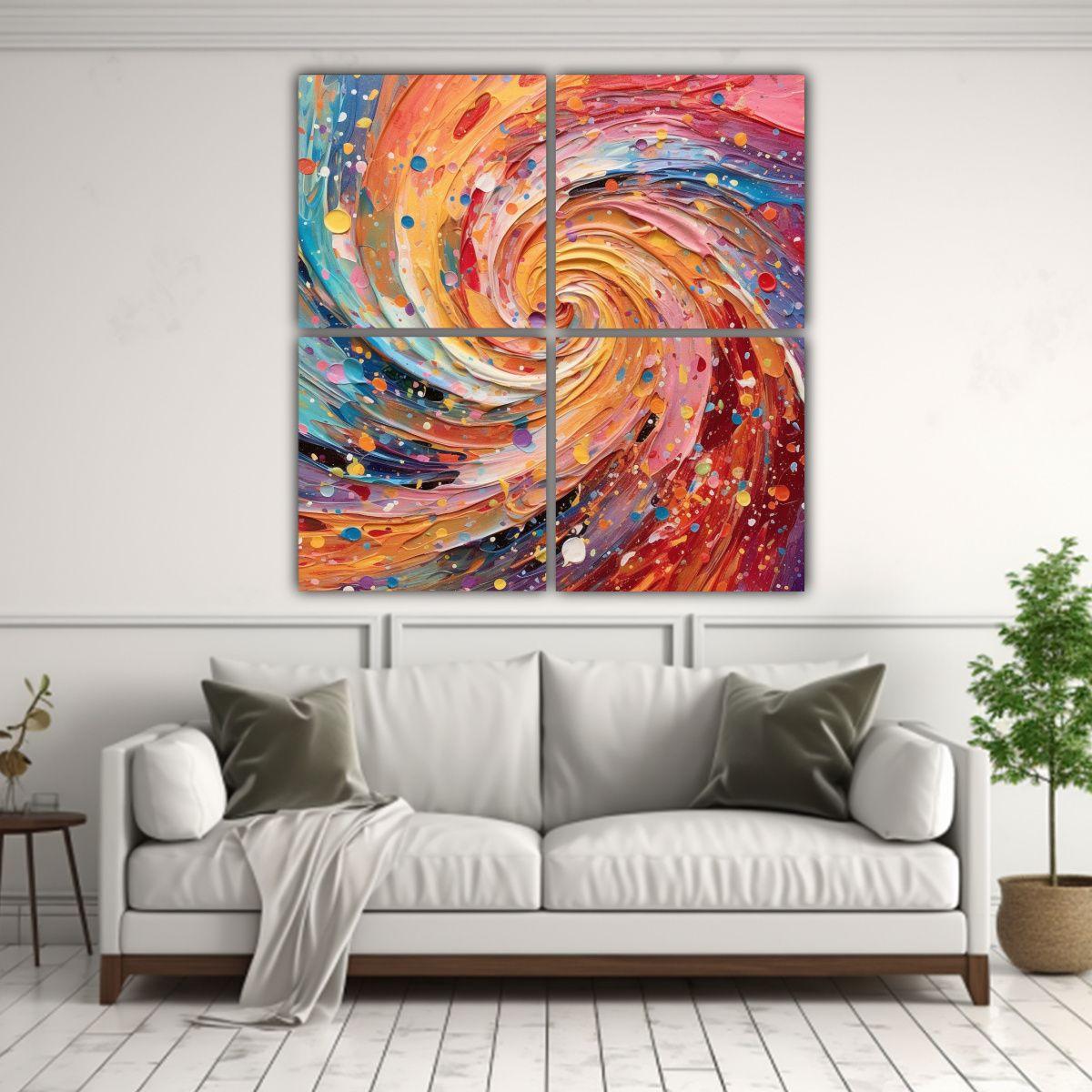 Cuatro Composiciones Tonos Visual Brillante 80x80 Cm-2