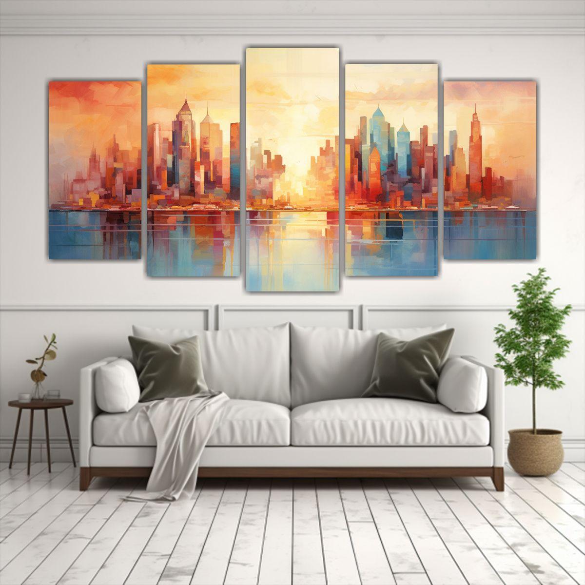 Cuadro Abstracto De La Ciudad, Representación 250x125 Cm-2