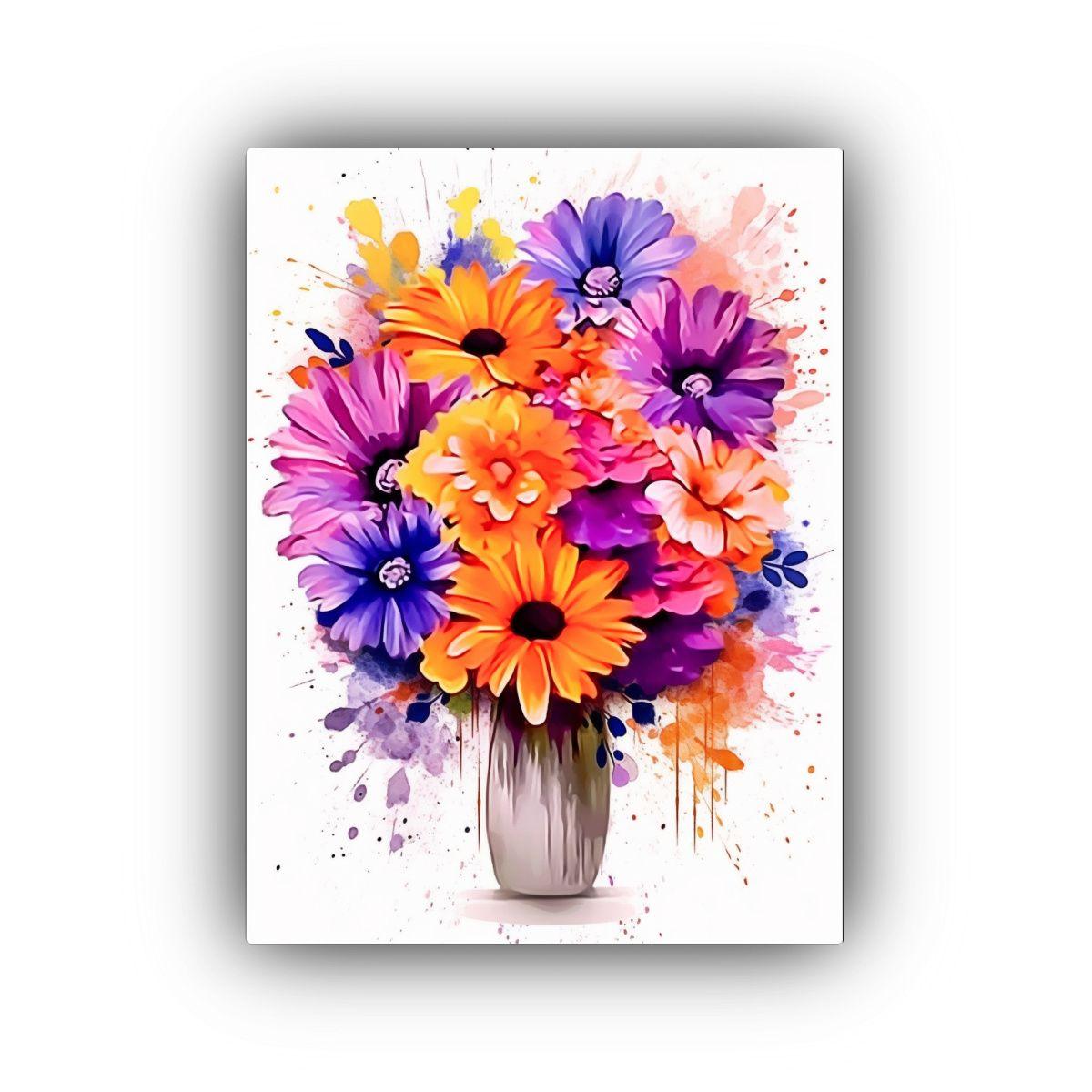 Pintura Acuarela Primaveral Con Flores Blancas 30x40cm-0