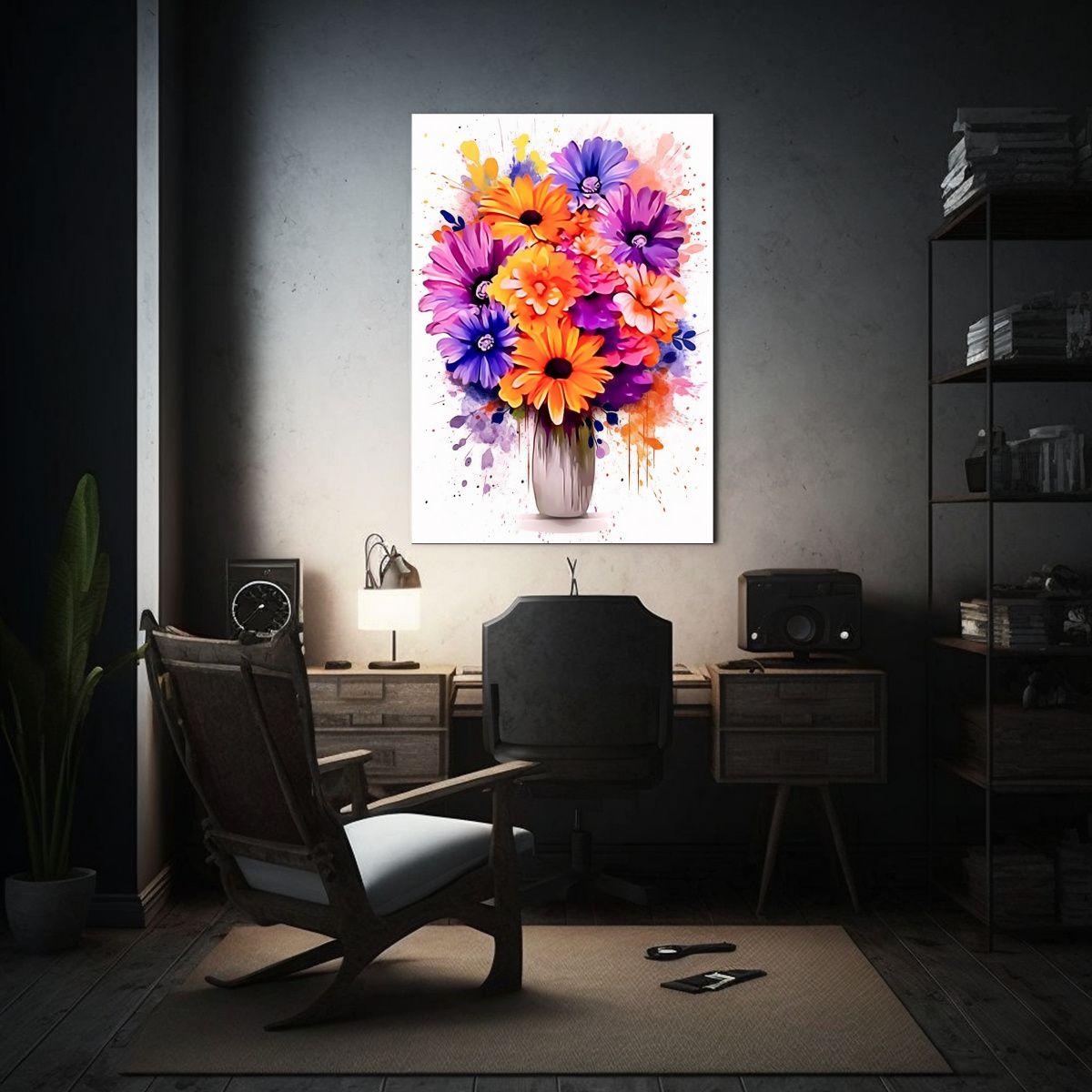Pintura Acuarela Primaveral Con Flores Blancas 30x40cm-2