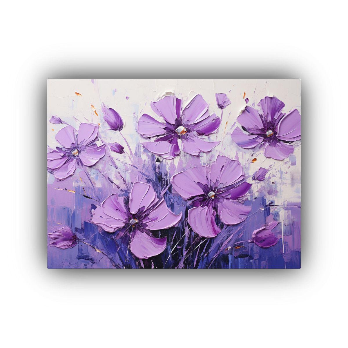 Cuadro Flores Púrpuras Estilo Decorativo En 45x30 Cm-0