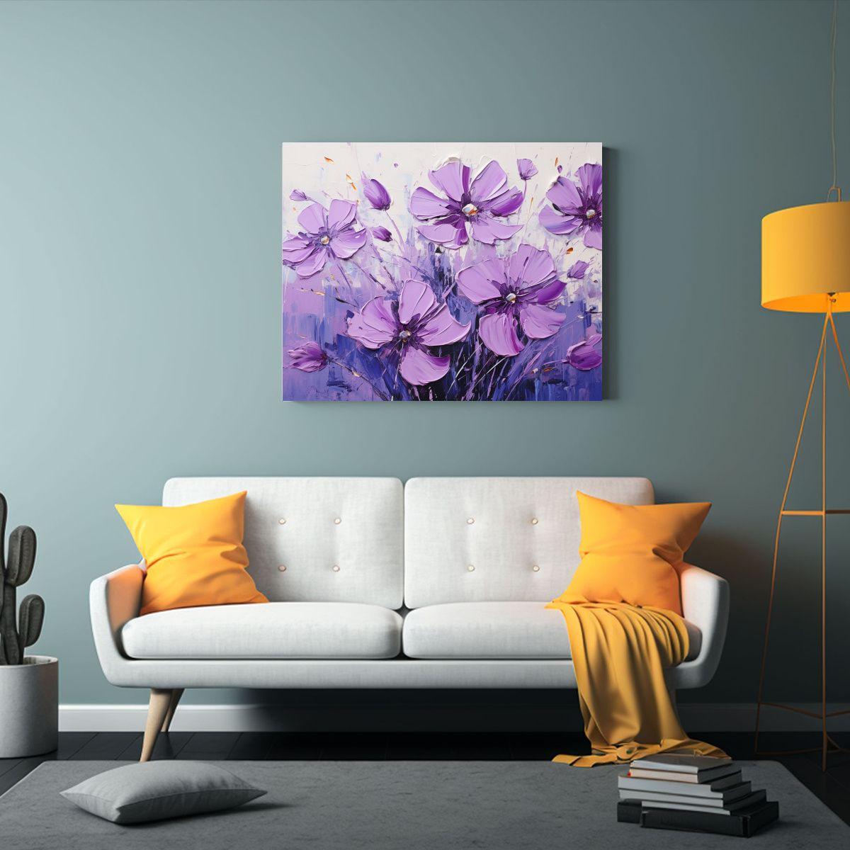 Cuadro Flores Púrpuras Estilo Decorativo En 45x30 Cm-2