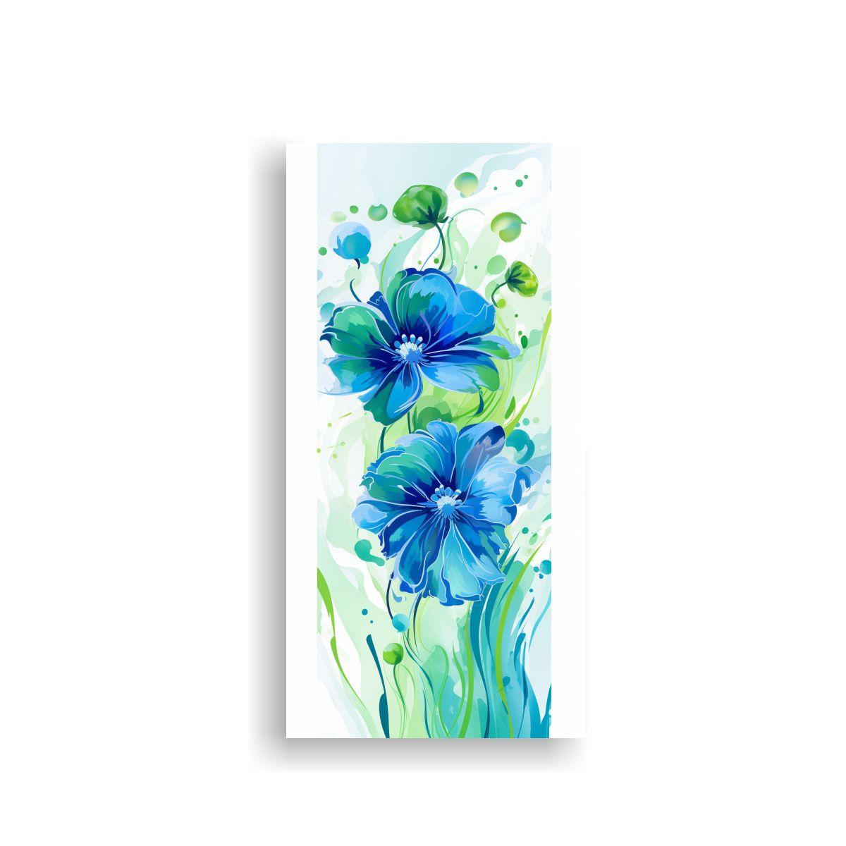Pintura Decorativa Clásica En Tonos Verde Y Azul  30x60cm-0