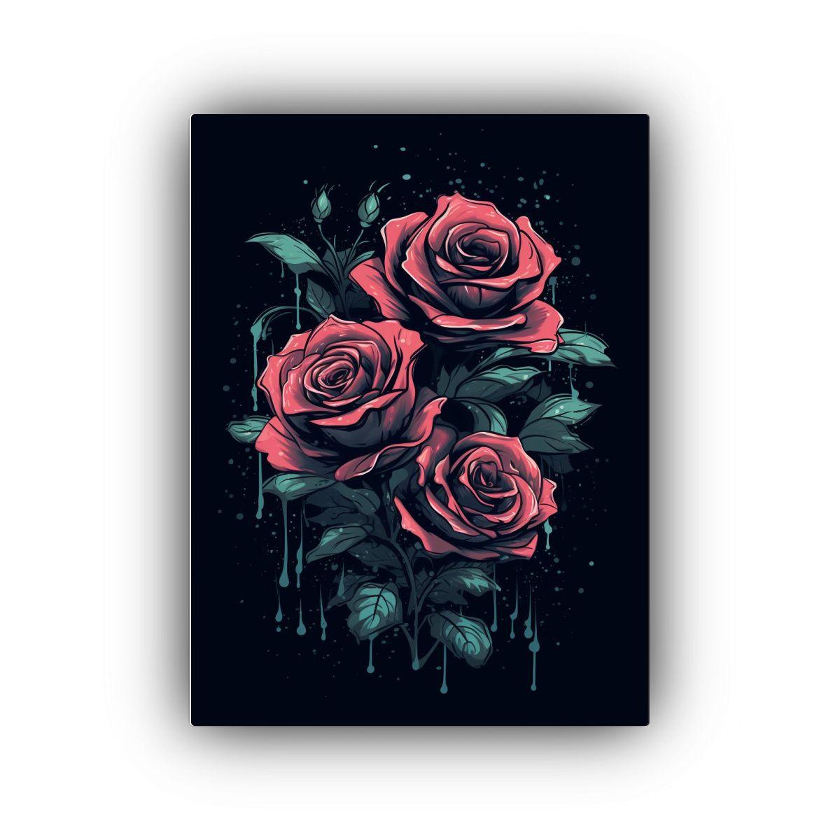 Cuadro Gráfico De Lienzo Plano Con Rosas De 50x75 Cm-0