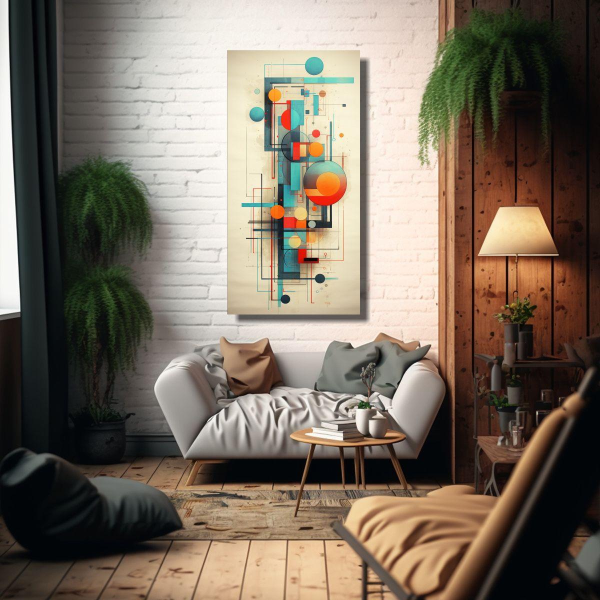 Cuadros Abstractos Geométricos Vintage: Armonía 80x160cm-2